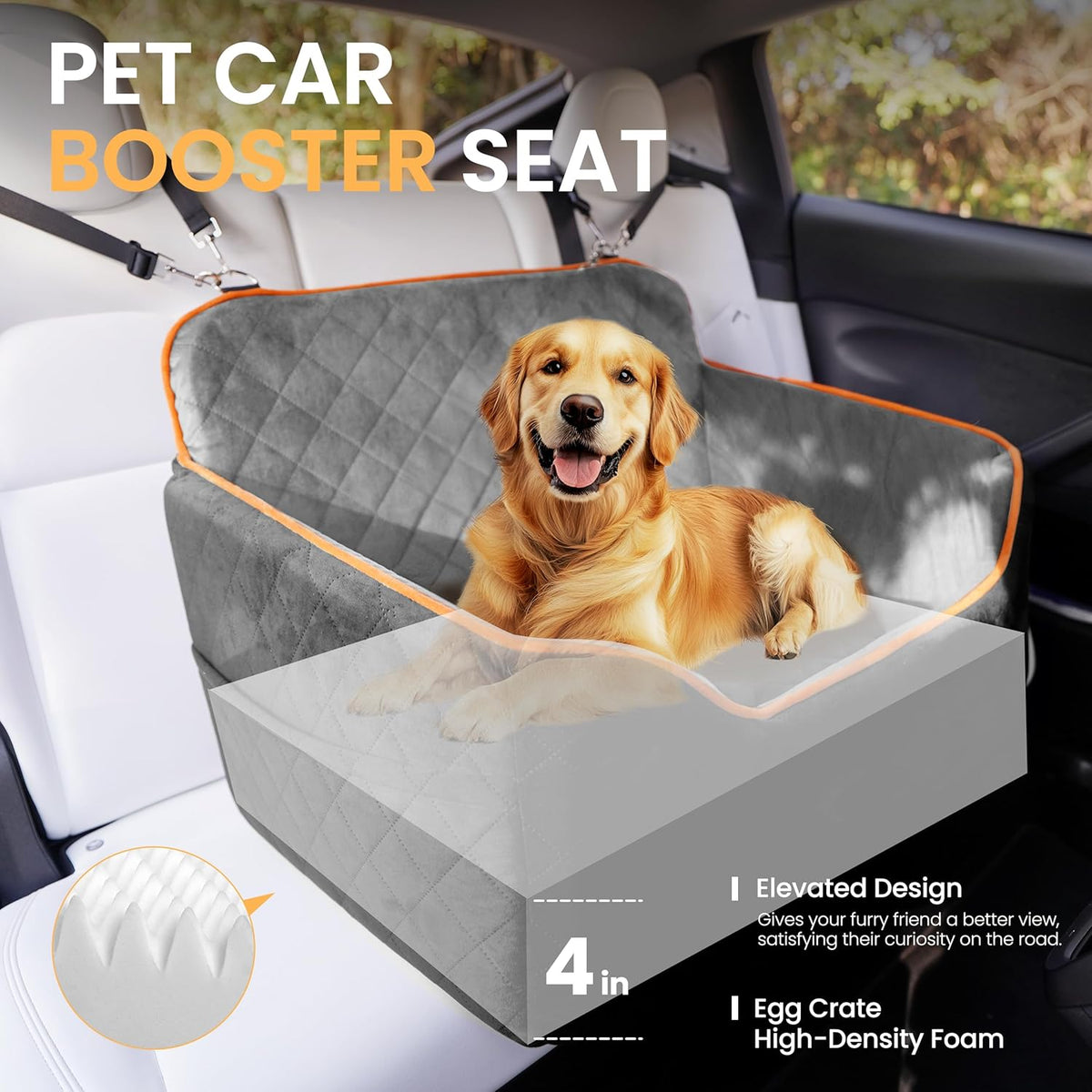 Dog Car Seat for Small Dog with Washable Mat, Memory Foam