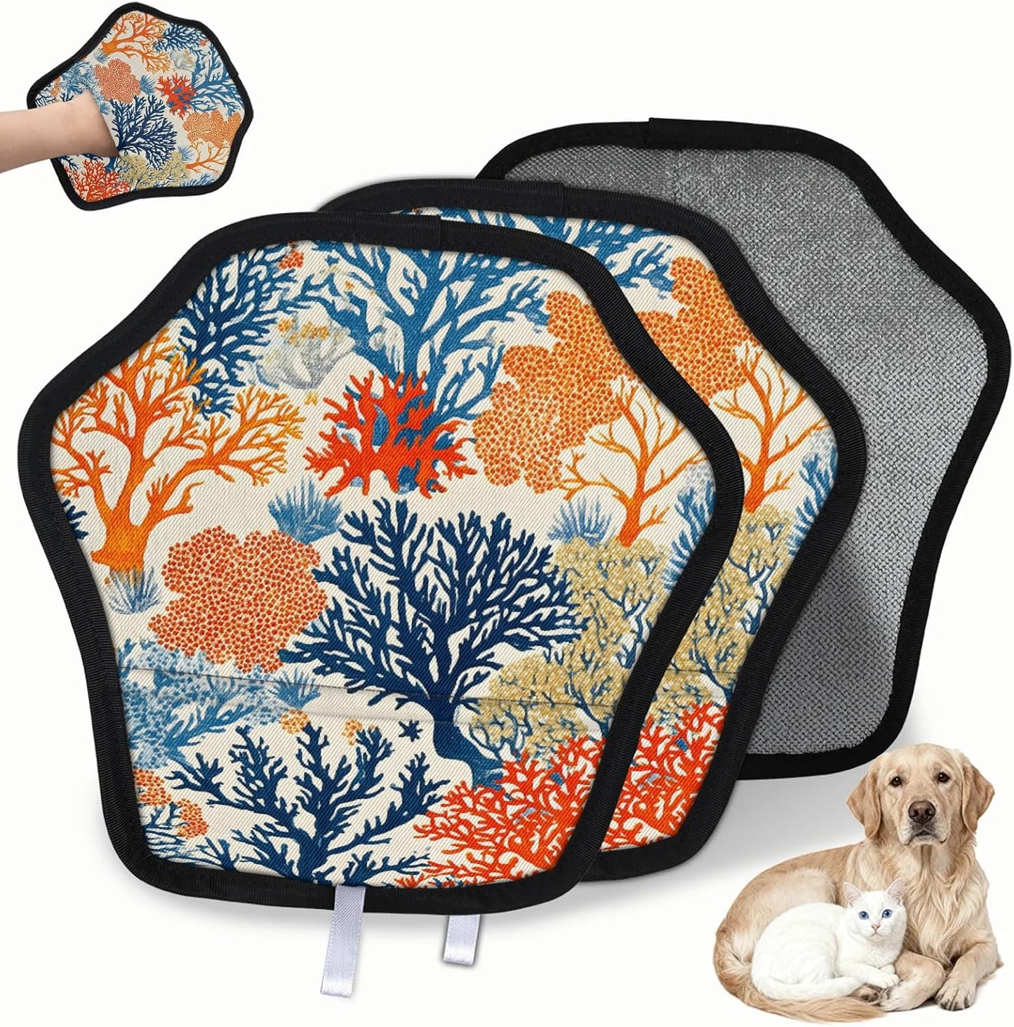 Pet Hair Removal Glove for Dogs Cats Reusable Washable Set