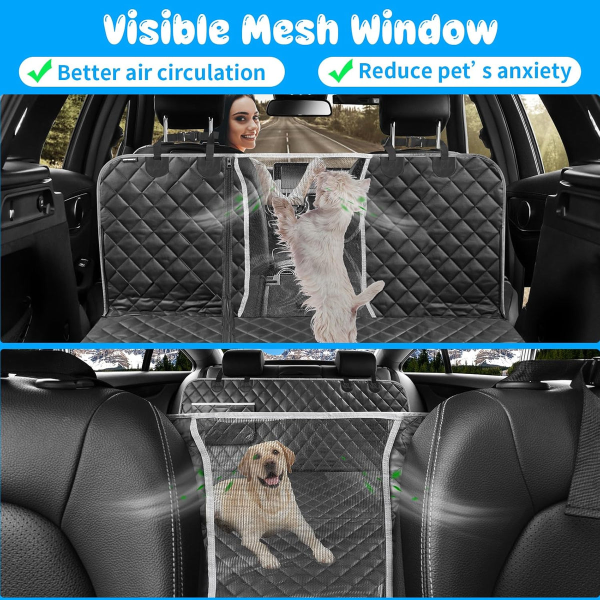 4 in 1 Dog Car Seat Cover for Back Seat, Waterproof Dog