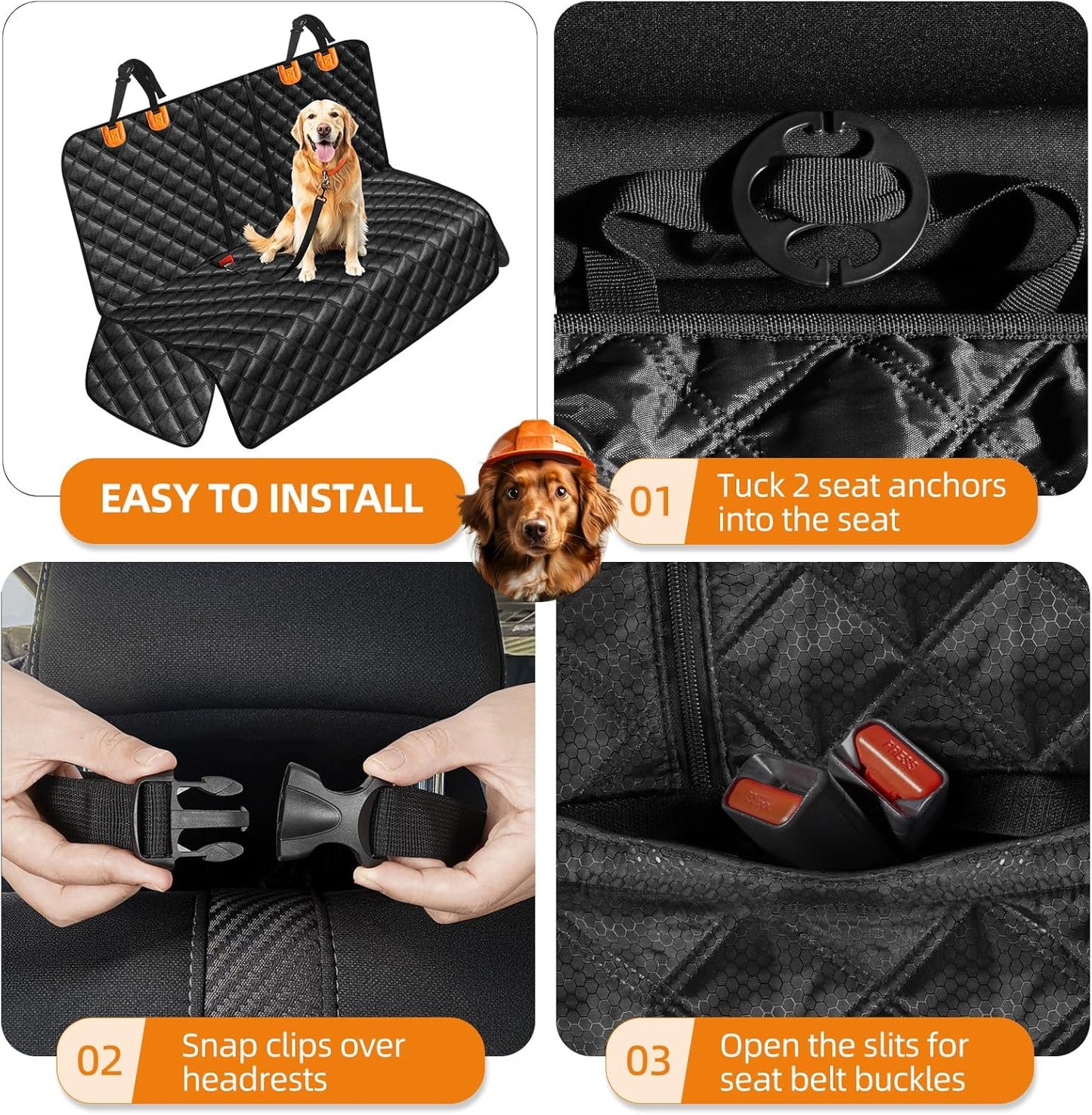 Dog Car Seat Cover for Back Seat - Waterproof and