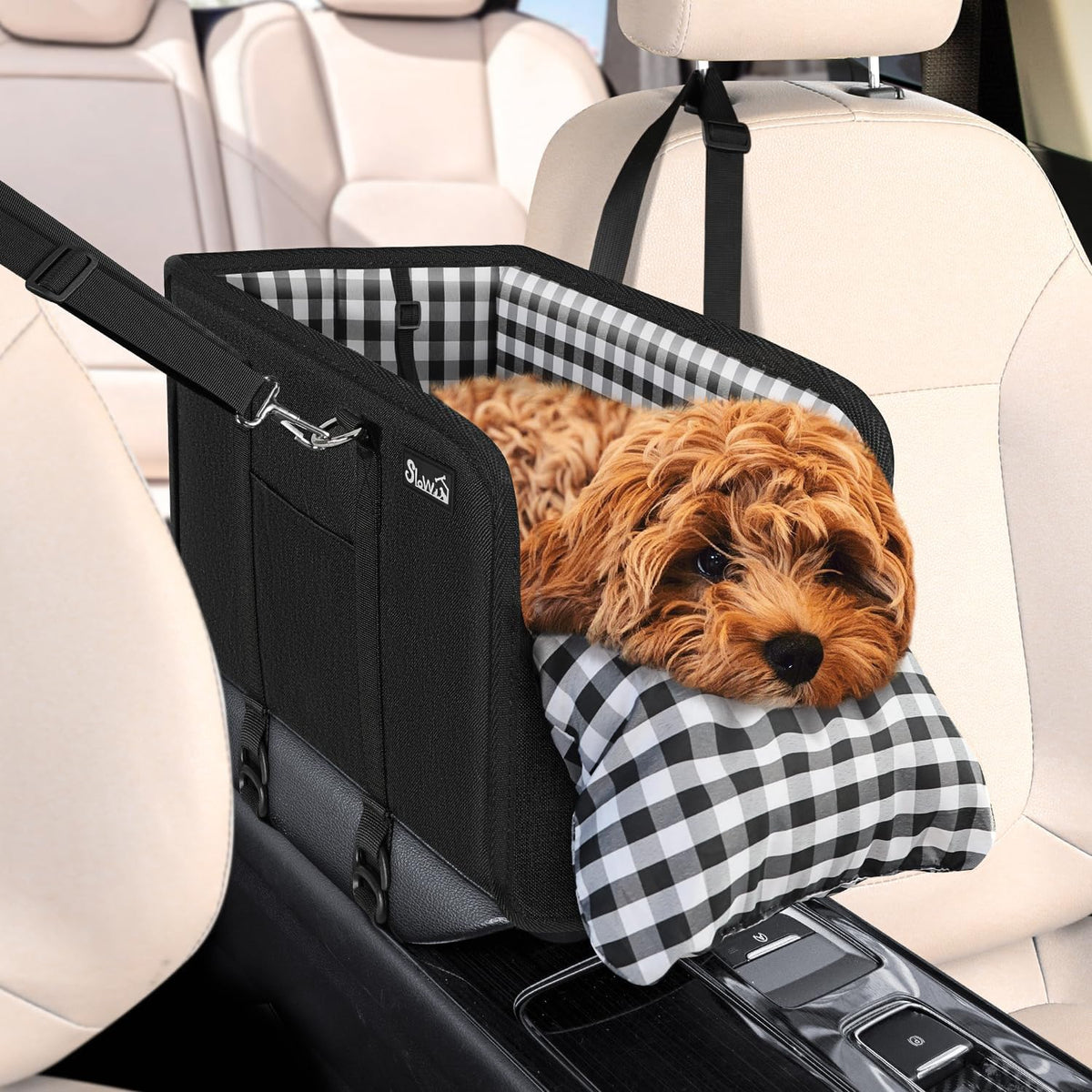 Console Dog Car Seat - Portable Dogs Armrest Booster Seat