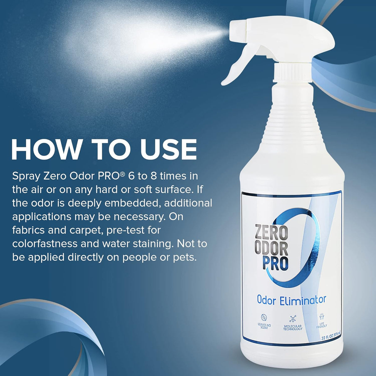 Zero Odor Pro Commercial Strength Odor Eliminator, Room Deodorizer and Air Freshener, Trigger Spray, 32 oz