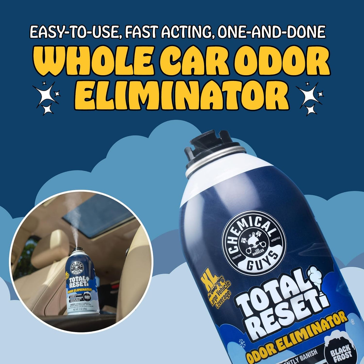 Chemical Guys Odor Eliminating Fogger 3 Pack – Black Frost Scent, 3 Oz Each – Set-and-Forget System to Remove Smoke, Pet, Gym, and Food Odors in Cars, Trucks, SUVs