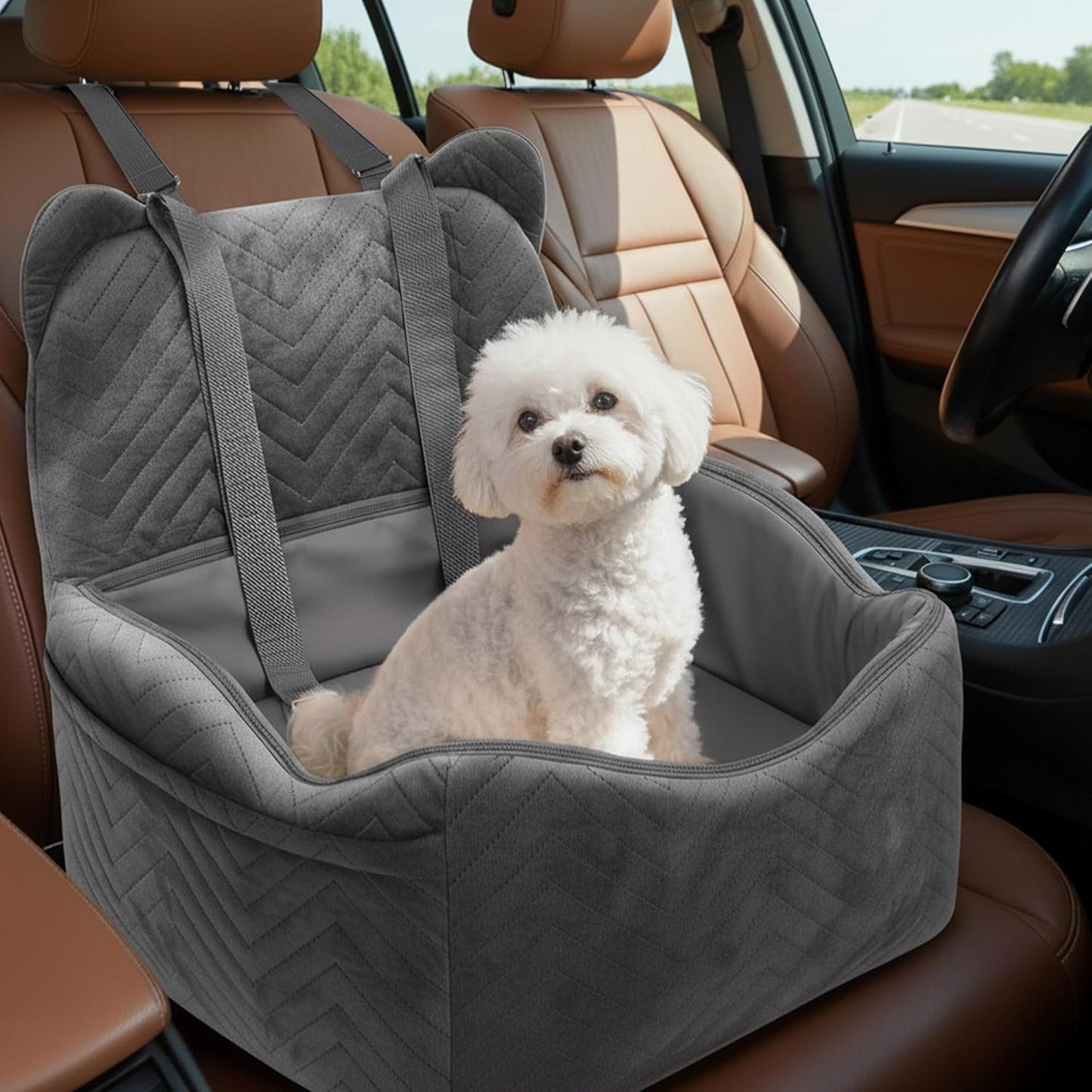Dog Car Seat for Small/Medium Dogs Up to 30 lbs, Memory