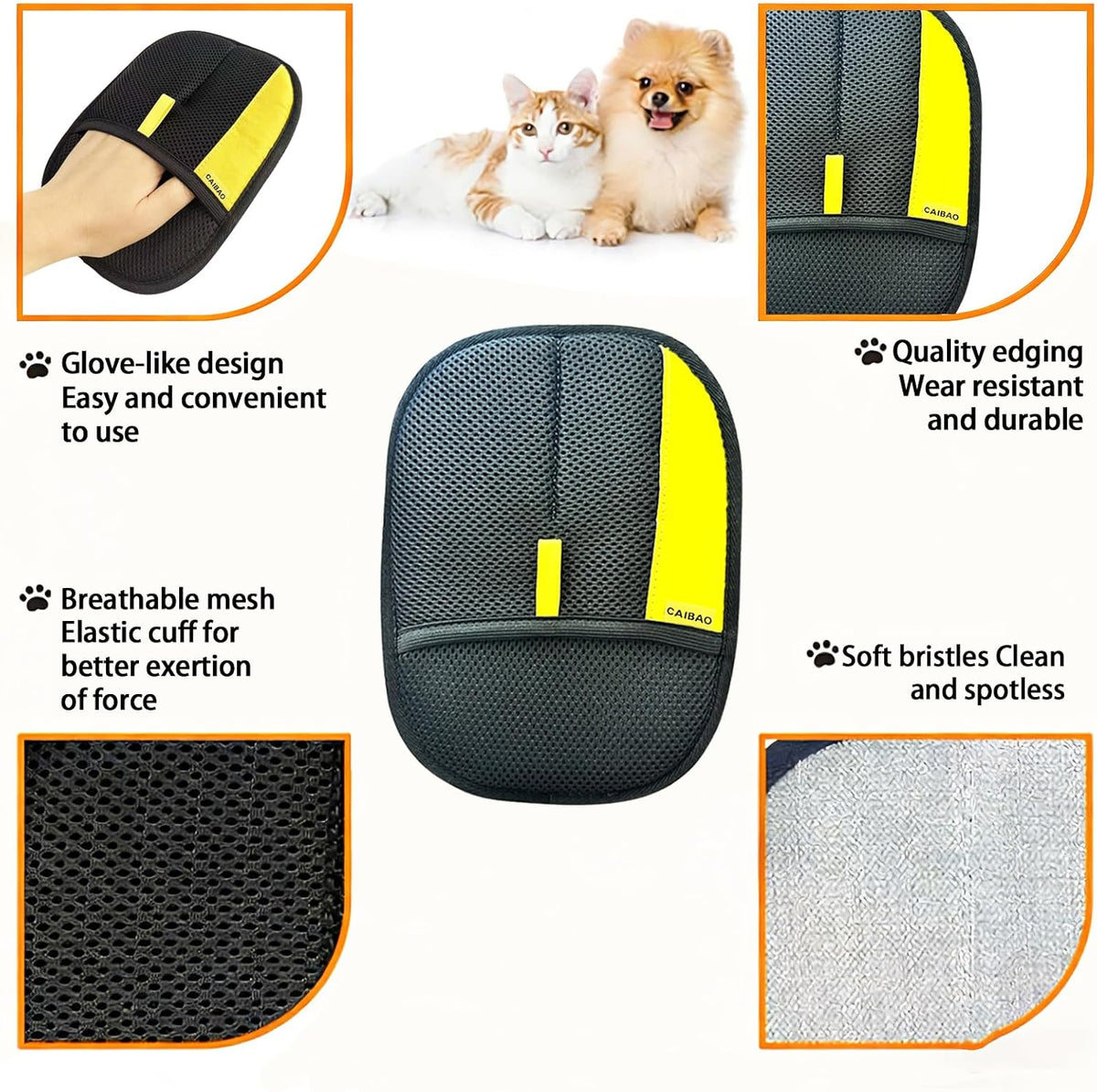 Electrostatic Pet Hair Removal Gloves: Quick Wiping - Reusable & Washable for Sofa Clothing Pet Beds Effortless Cats & Dogs Hair Remover for Busy Pet Owners (1pcs-Black)