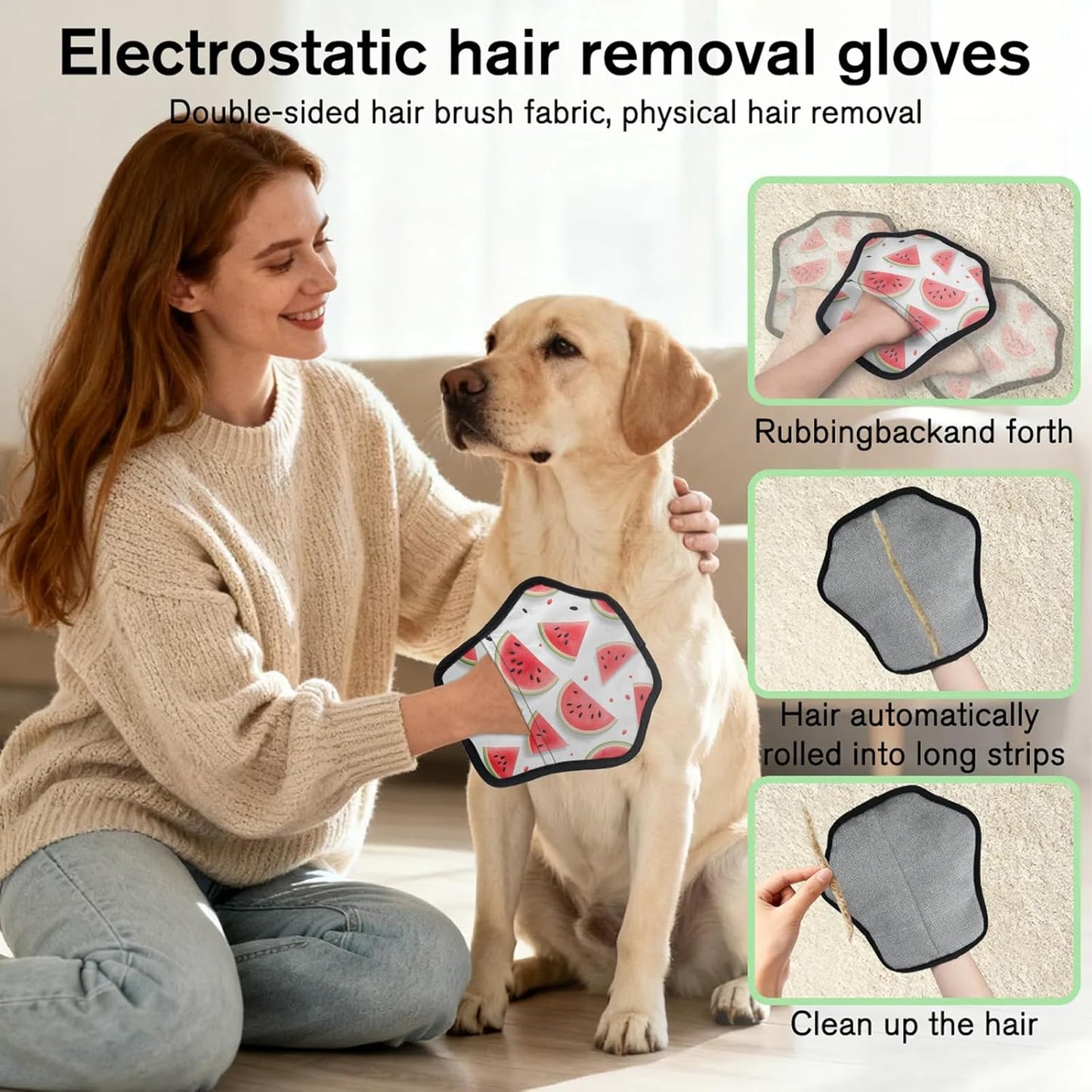 Pet Hair Removal Glove for Dogs Cats Reusable Washable Set