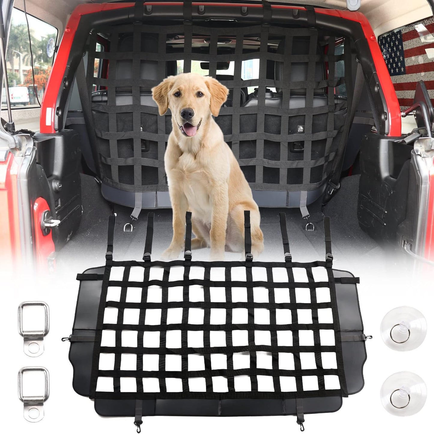 Pet Net Vehicle Safety Mesh Dog Barrier for Jeep Wrangler
