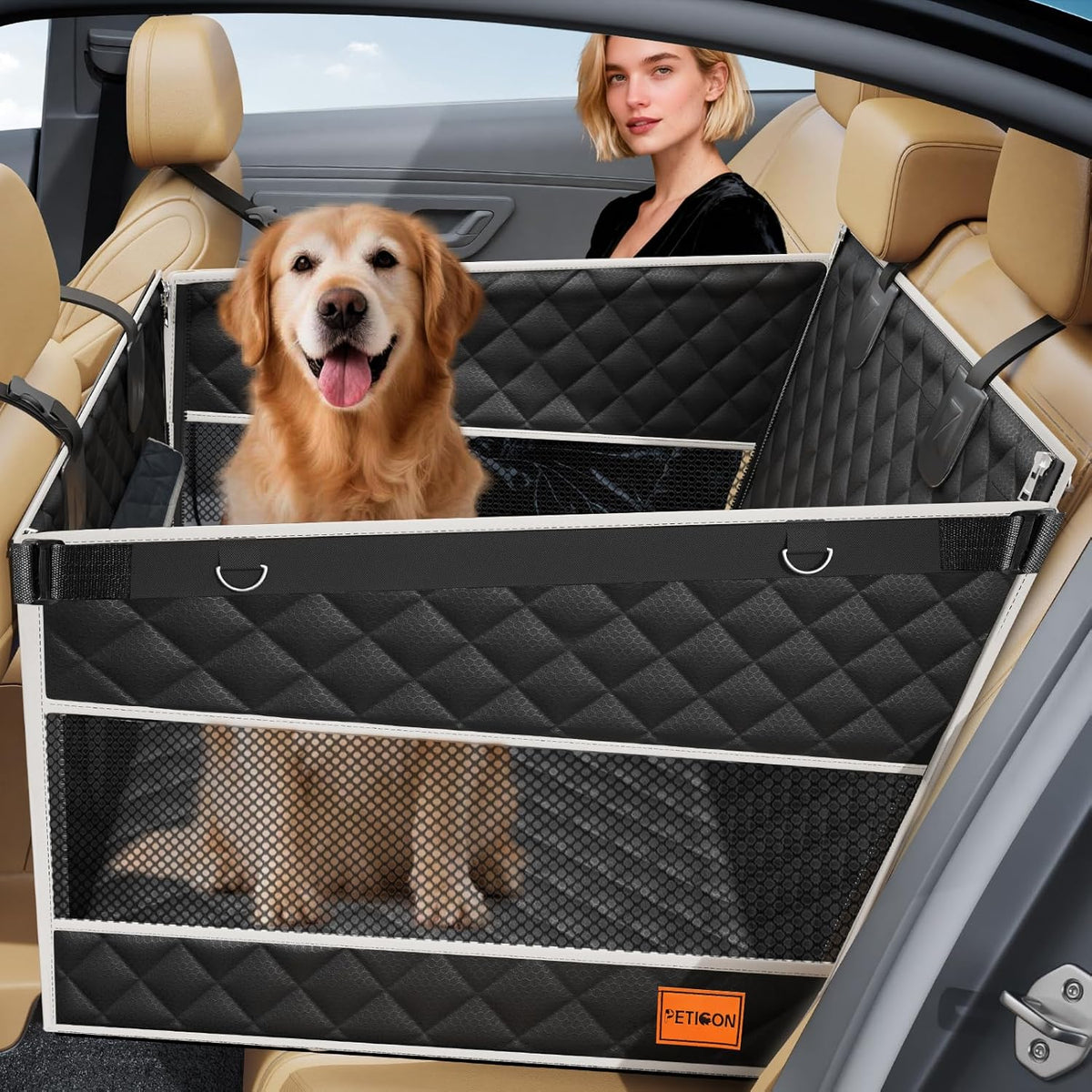 Dog Car Seat for Large Medium Dogs, One-Piece Hard Bottom