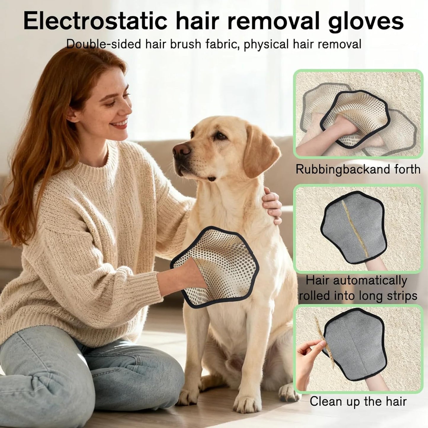 Pet Hair Removal Glove for Dogs Cats Reusable Washable Set
