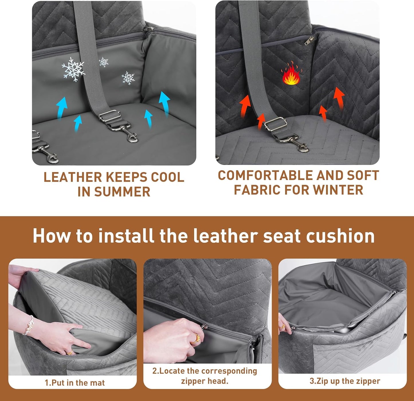 Dog Car Seat for Small/Medium Dogs Up to 30 lbs, Memory