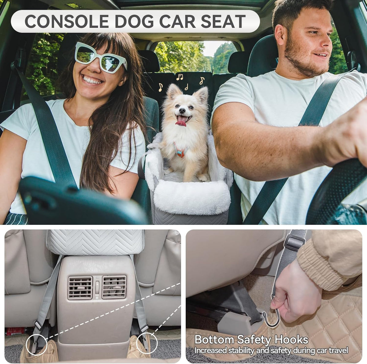 Console Dog Car Seat, Portable Small Dog Car Seat with Safe