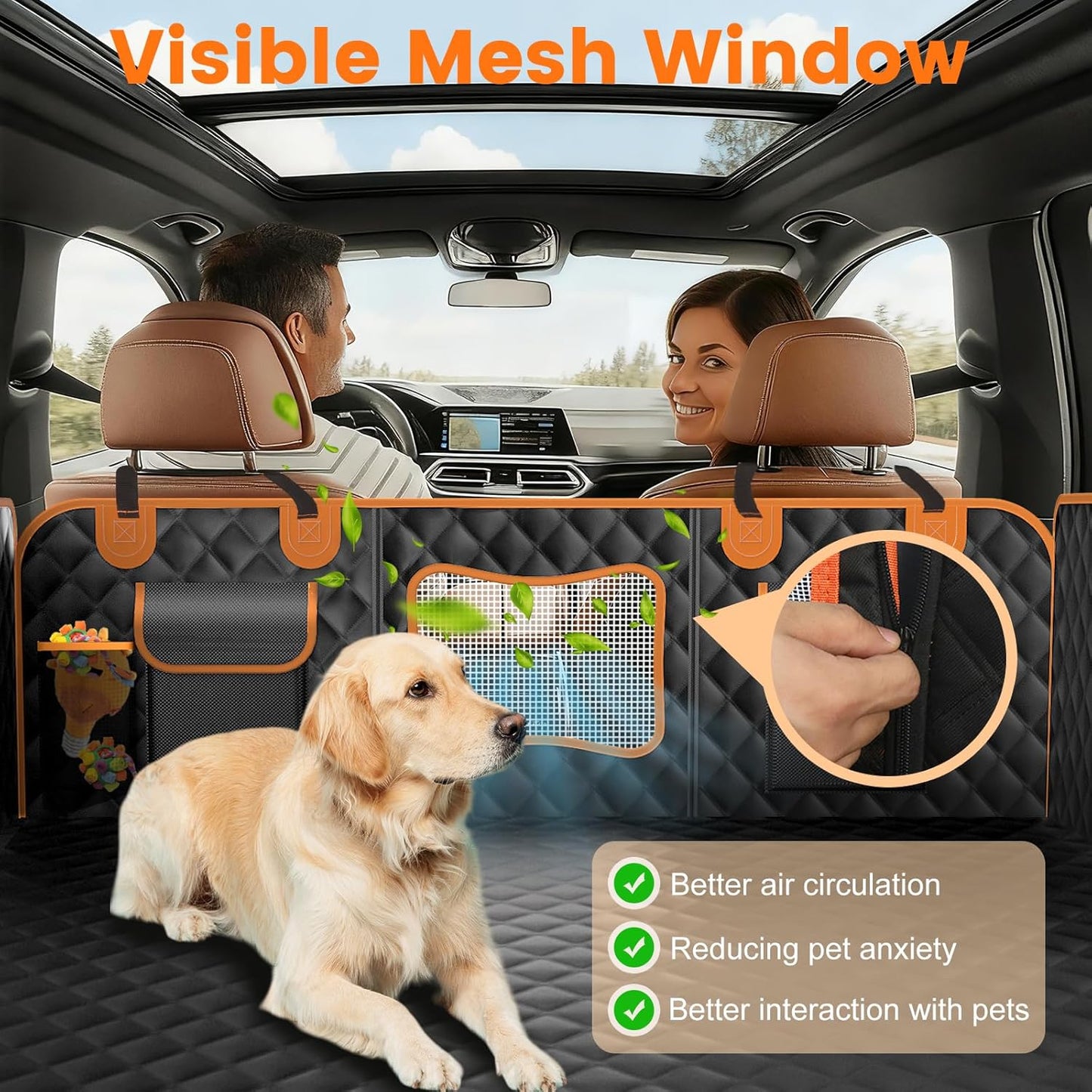 Dog Seat Cover for Back Seat Hard Bottom,Holds 500