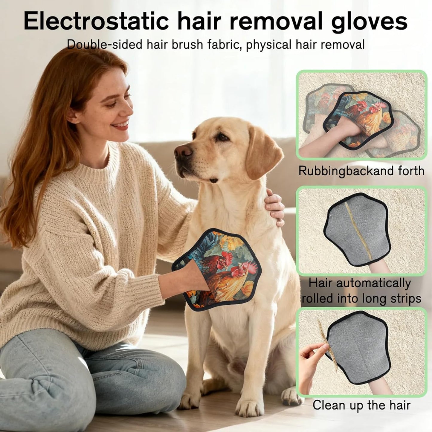 Pet Hair Removal Glove for Dogs Cats Reusable Washable Set
