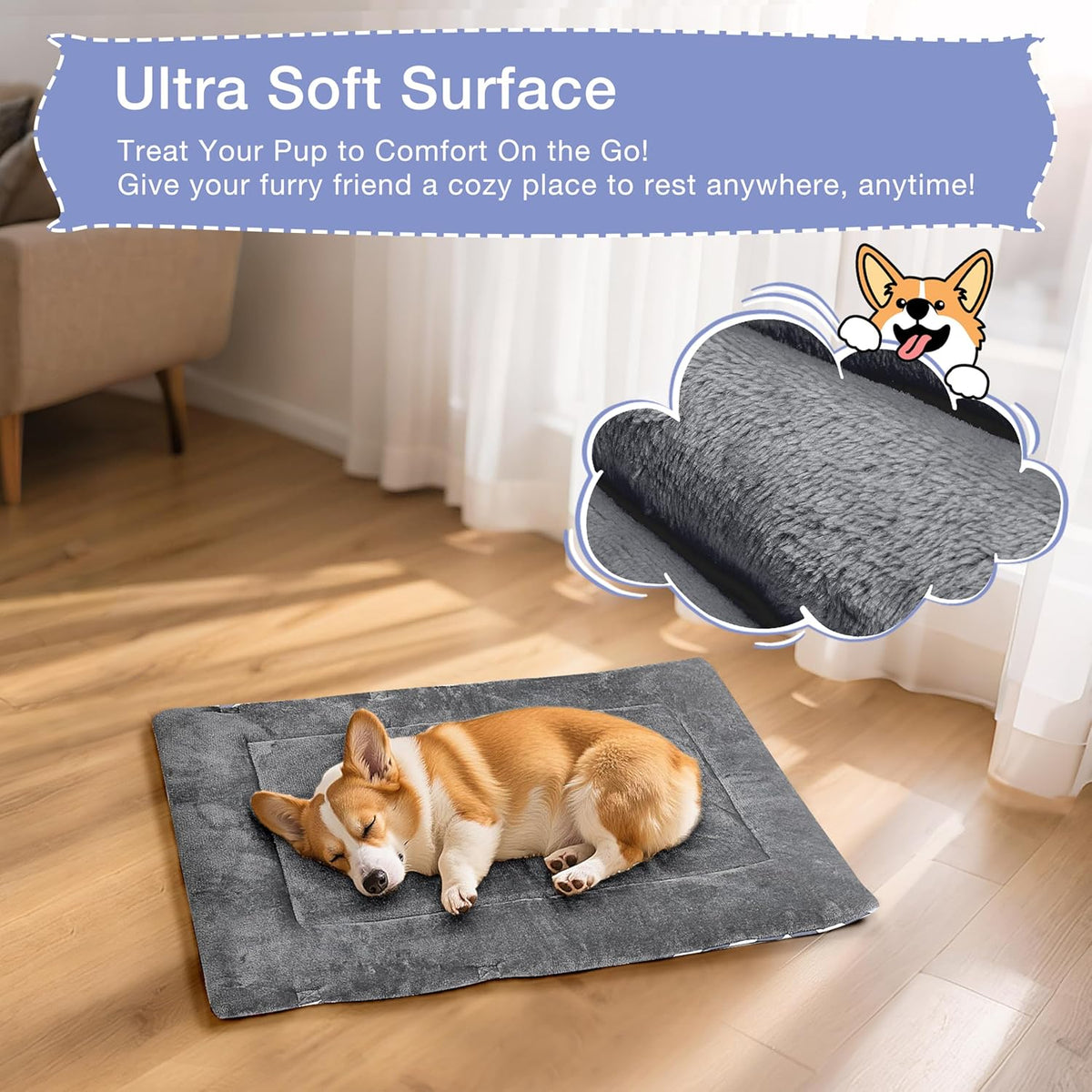 Waterproof Dog Mat, Portable Reversible Pet Travel Mat, Pet