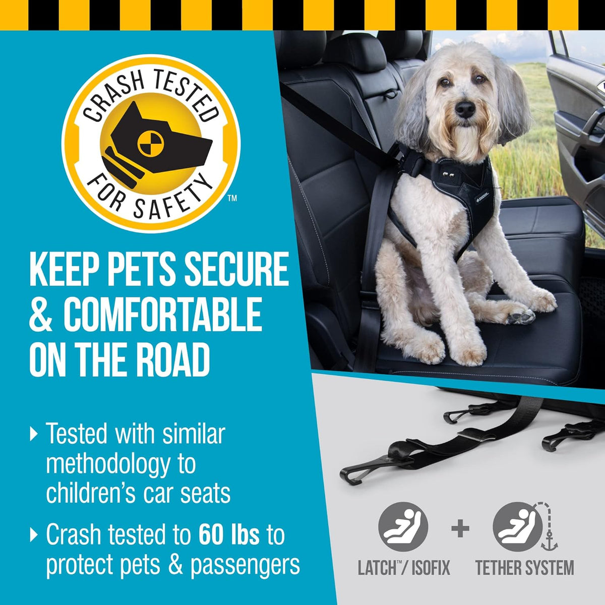 Multipurpose Seatbelt Dog Harness - Black
