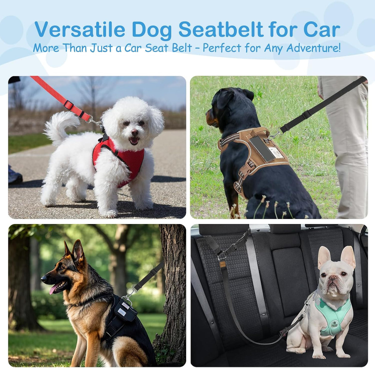 3 Pack Dog Seat Belt for Car, Car Headrest Restraint