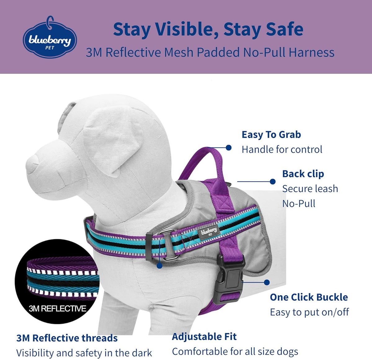 Reflective Dog Harness Medium Sized Dog Pink Dog Harness