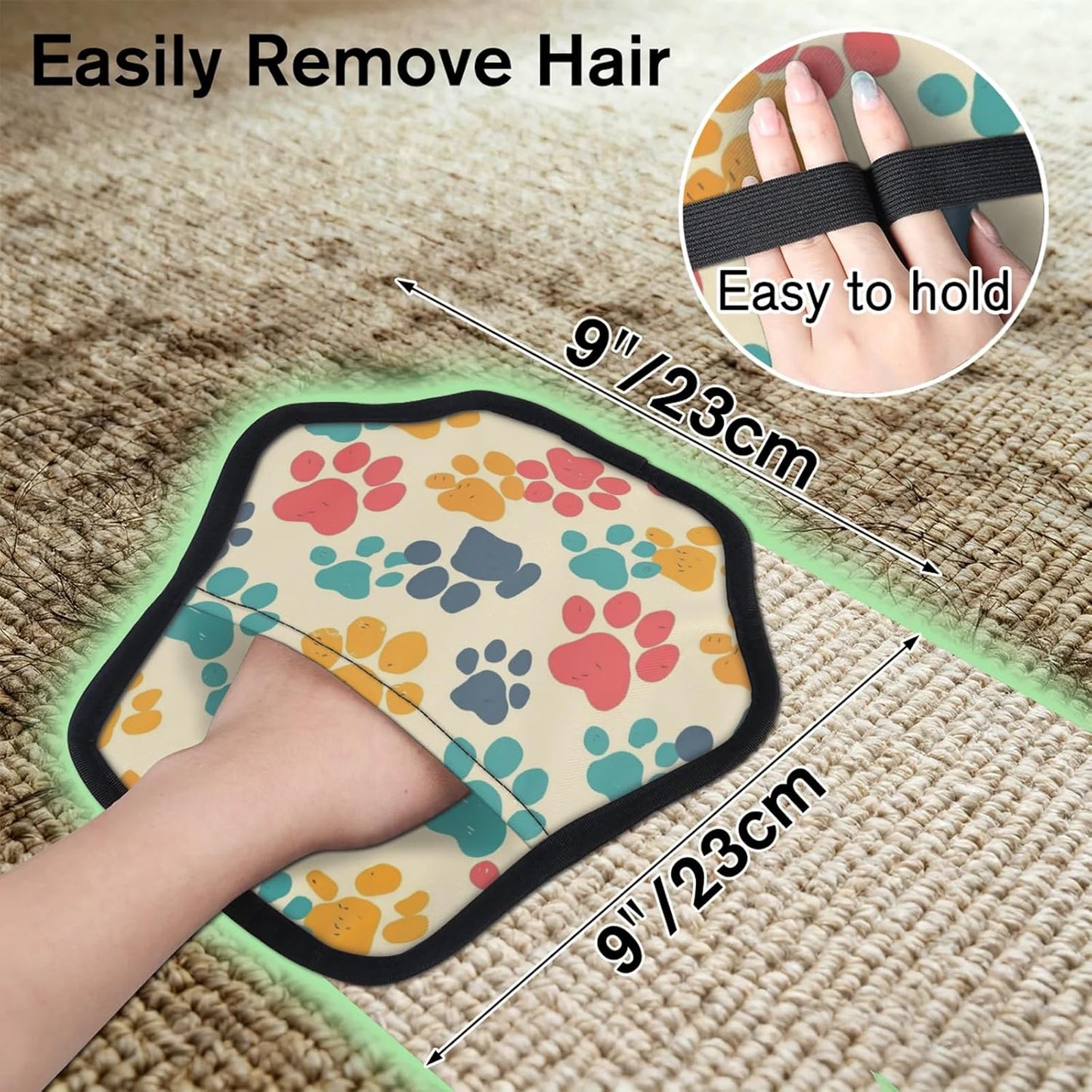 Dog Paw Print Pet 2Pcs Electrostatic Reusable Pet Hair