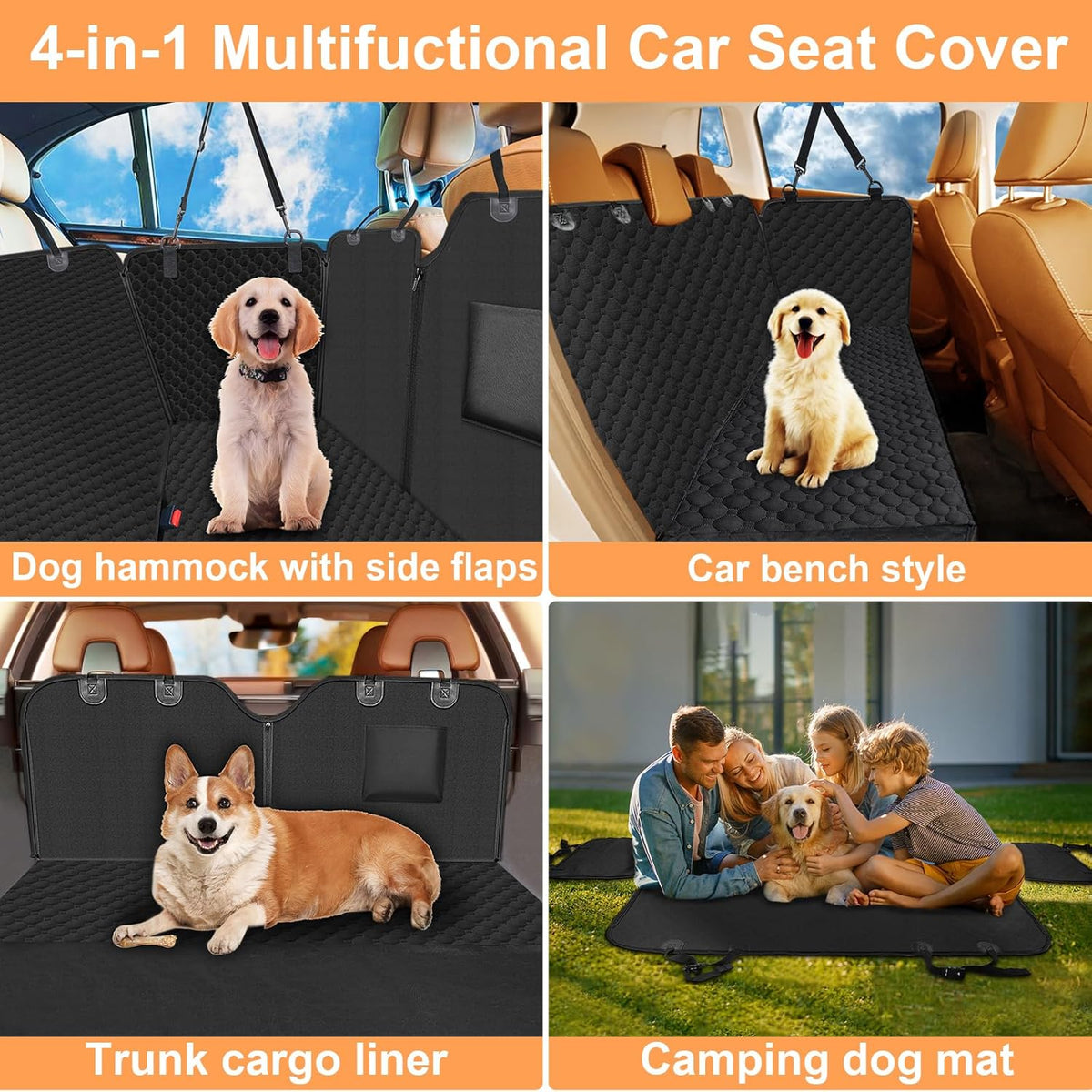 Dog Car Seat Cover for Back Seat, 2025 Upgraded Waterproof