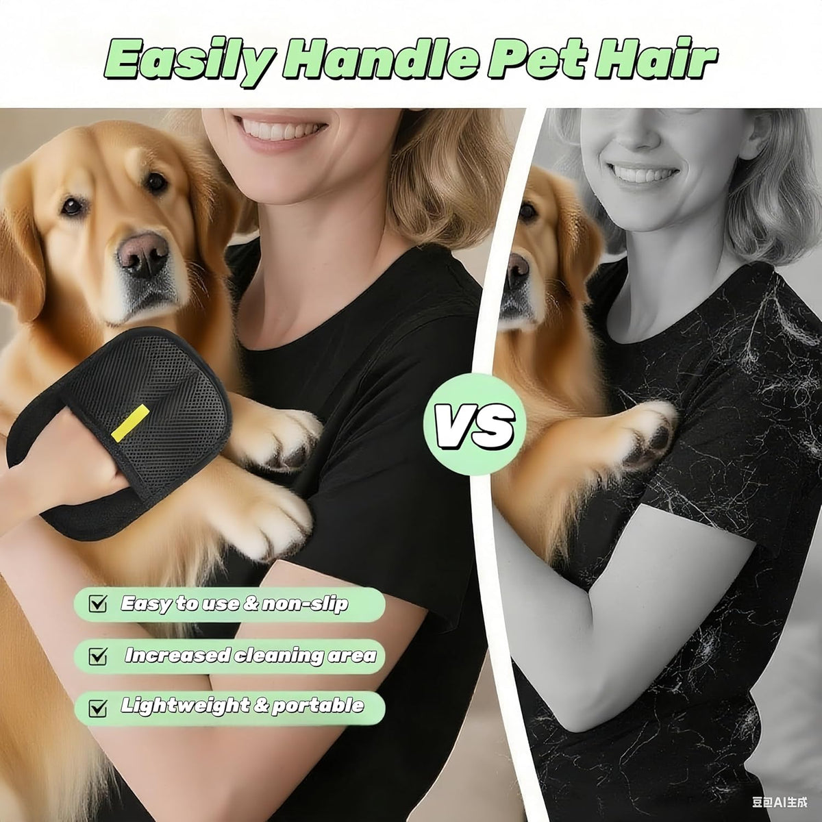 2Pcs Pet Hair Removal Glove - Electrostatic Gloves Pet Hair