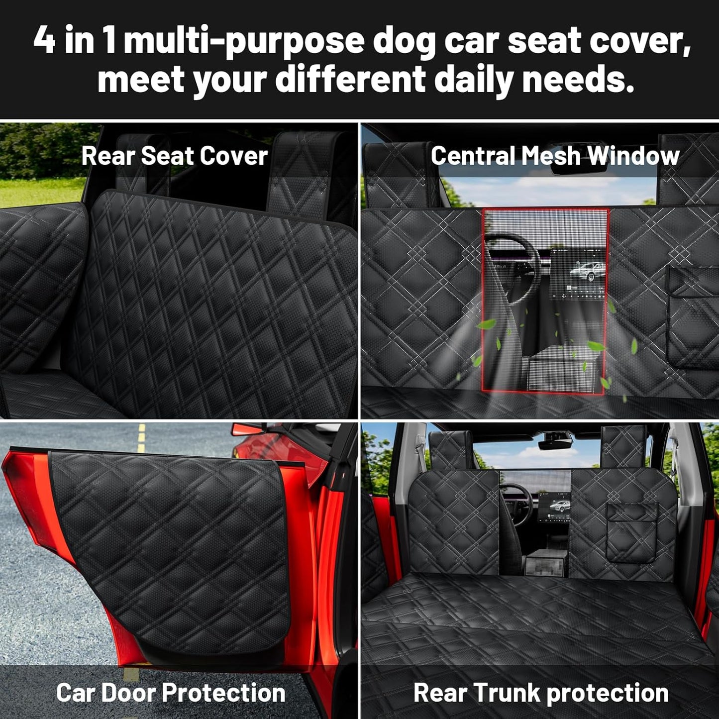 Dog Car Seat Cover For Back Seat Compatible With Tesla