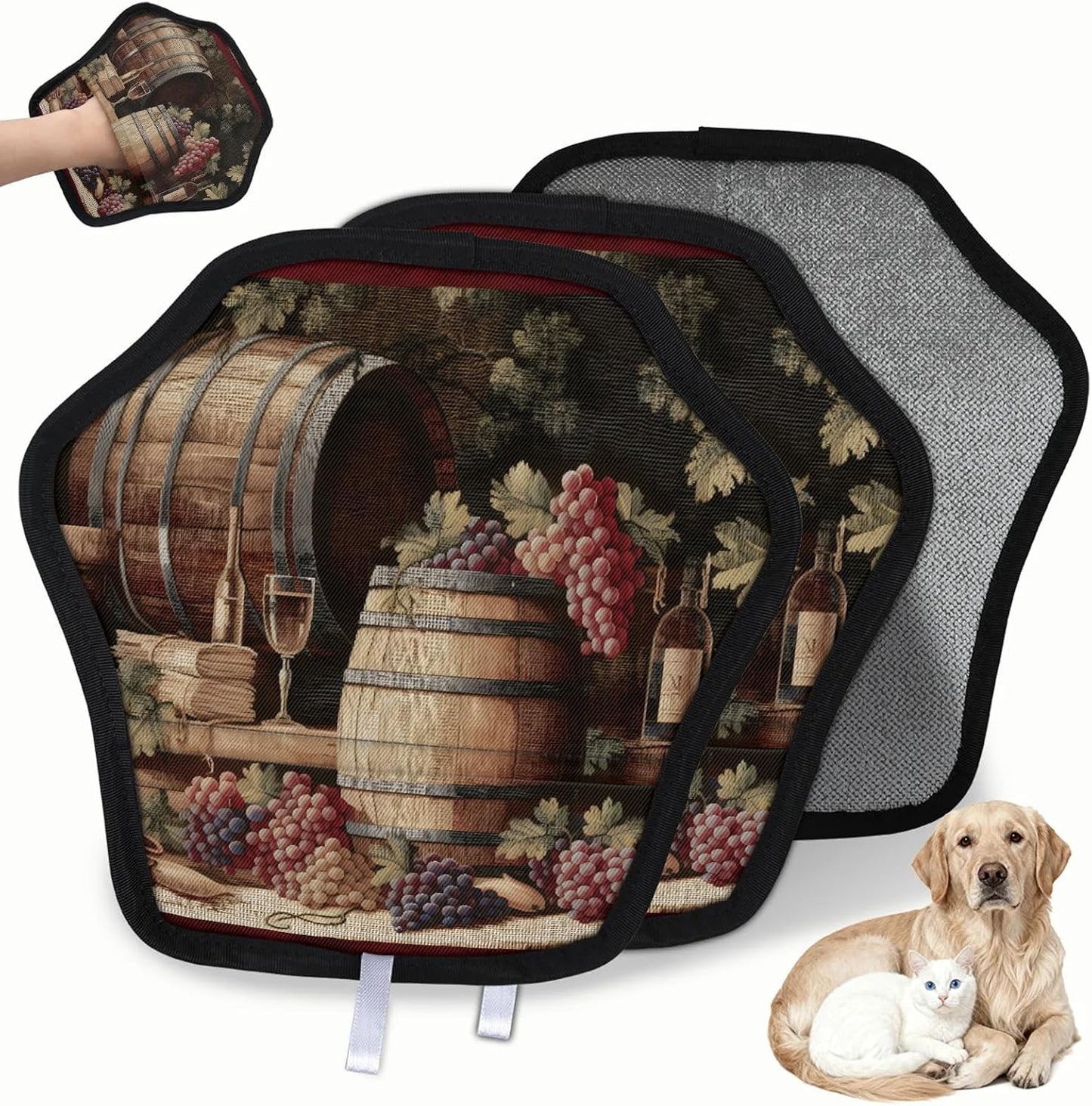 Vintage Grape Wine 2Pcs Electrostatic Reusable Pet Hair