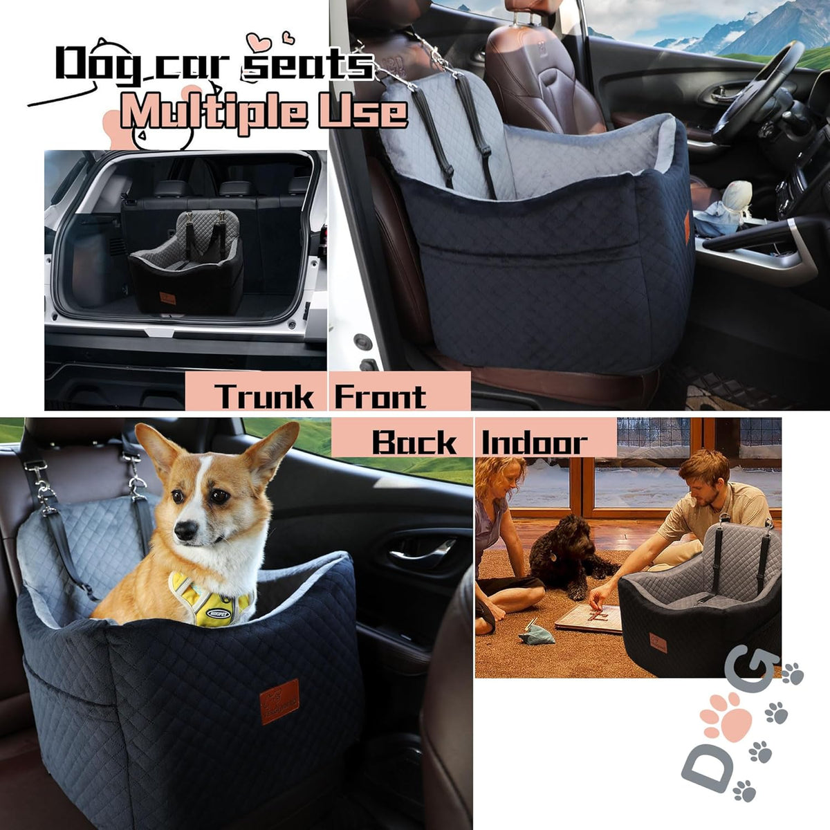 Dog Car Seat for Small/Medium Dogs,Pet Booster Seat with