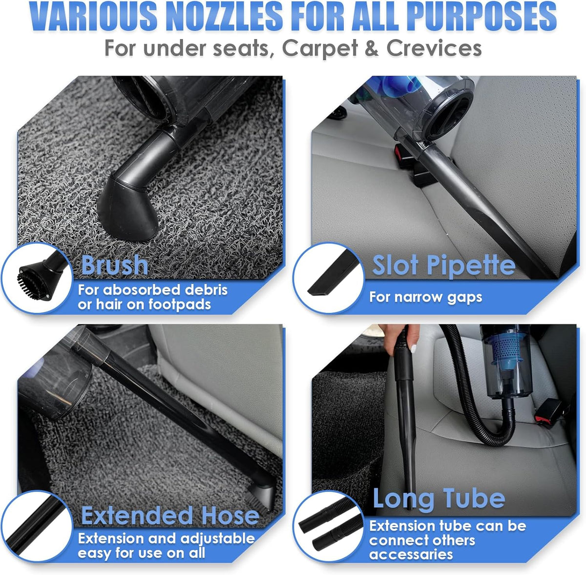 Car Cleaning Kit, Car Interior Detailing Kit with High Power Handheld Vacuum, Detailing Brush Set, Windshield Cleaner, Cleaning Gel, Complete Auto Accessories for Men, Women