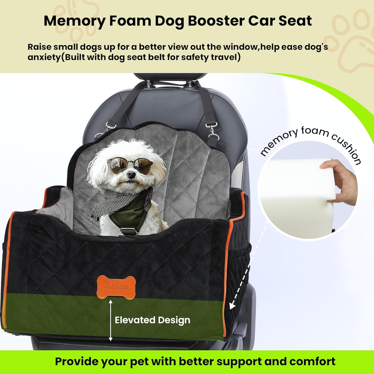 Dog Car Seat for Small Dogs Under 30lbs, Detachable