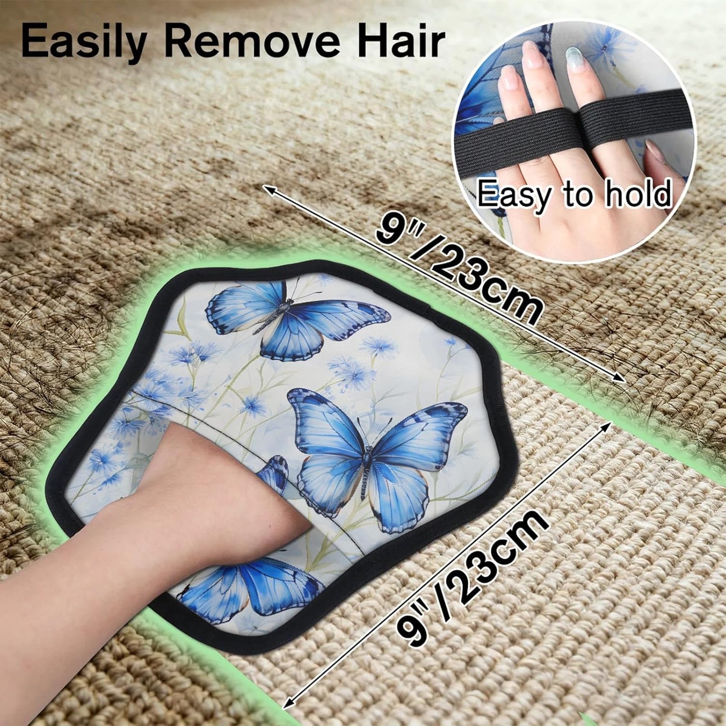Fly Blue Butterfly 2Pcs Electrostatic Reusable Pet Hair