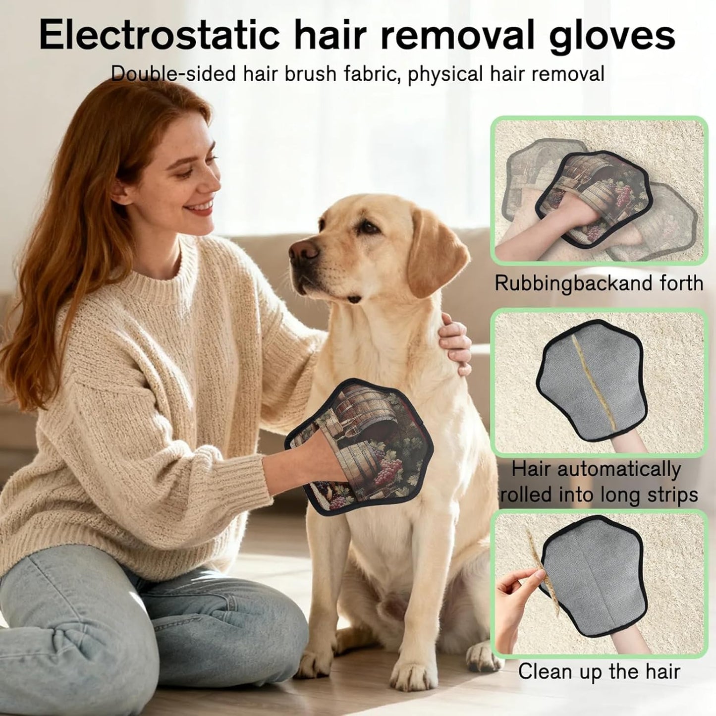 Vintage Grape Wine 2Pcs Electrostatic Reusable Pet Hair