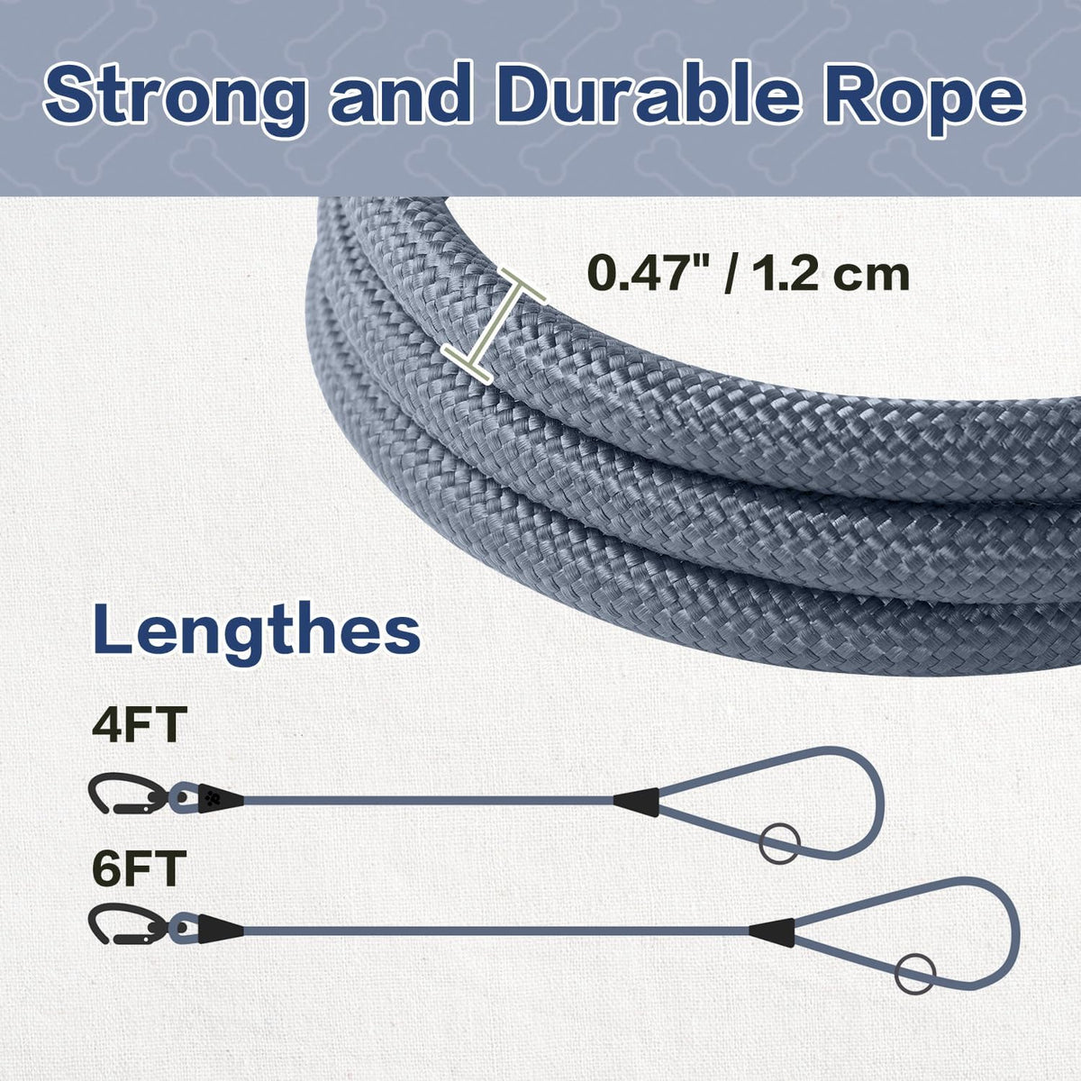 PawsPassion Rope Dog Leash 6 FT, 2-in-1 Heavy Duty Dog