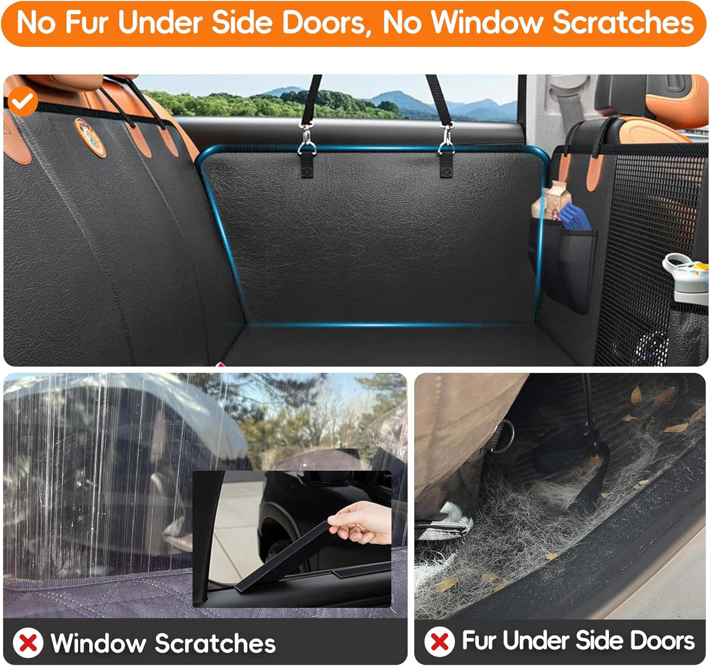 2-In-1 Heavy-Duty Hard Bottom Dog Hammock for Car, PU