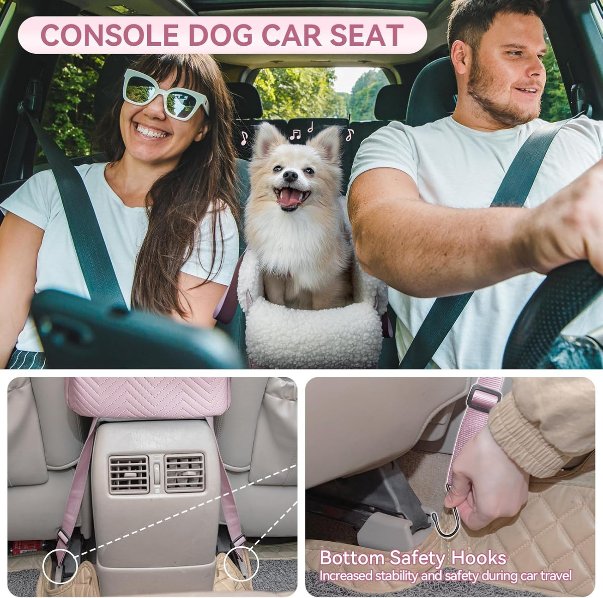 Cat Car Seat, Portable Console Dog Car Seat with Safe