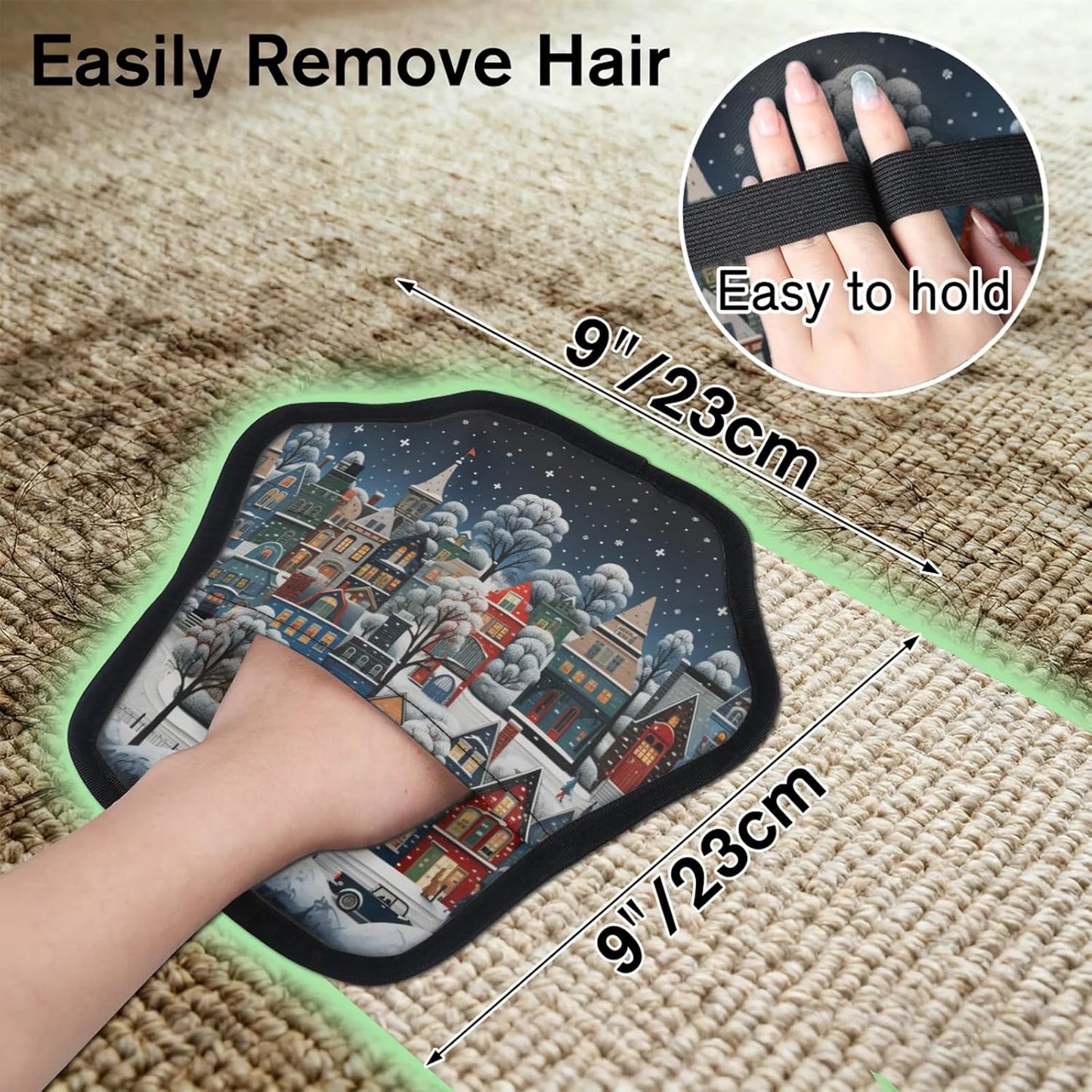 Modern City Christmas 2Pcs Electrostatic Reusable Pet Hair