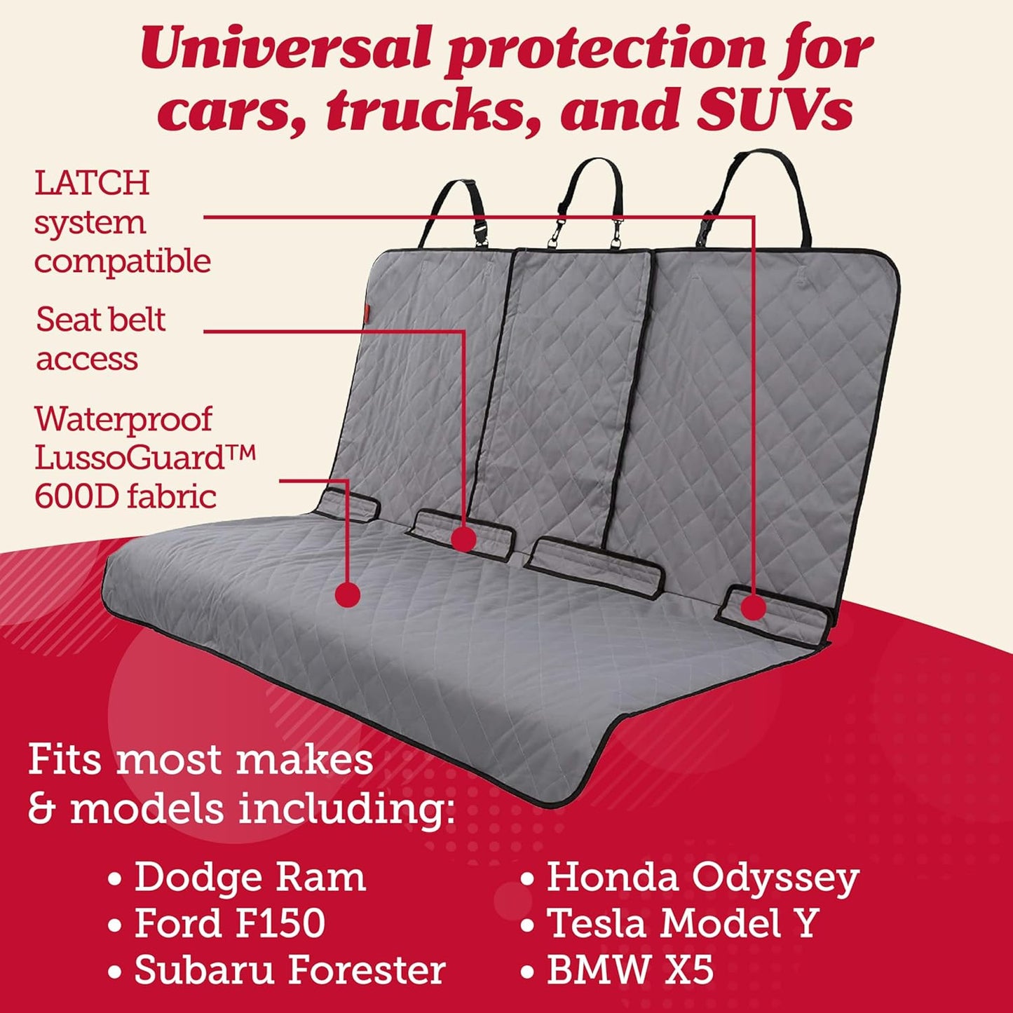 Car Seat Cover & Protector for Dogs - Non-Slip Waterproof