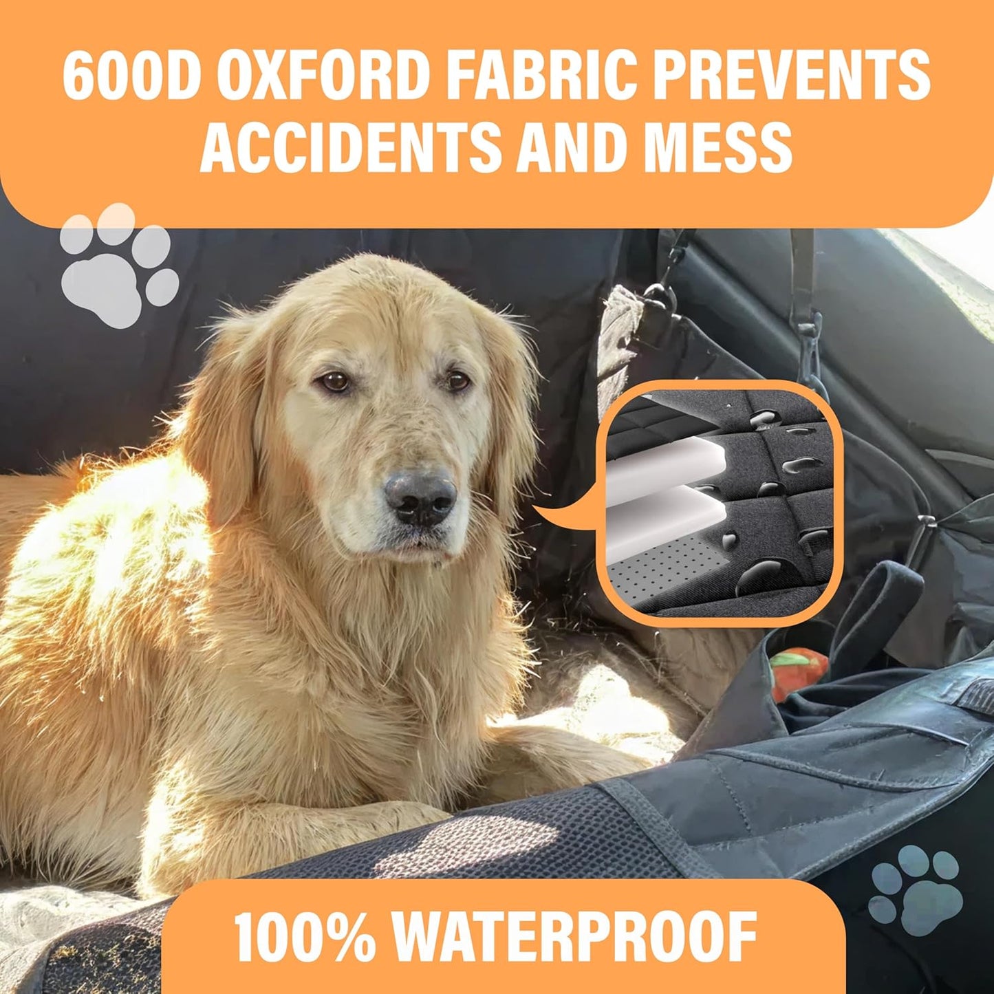 Dog Car Seat Cover for Back Seat, Waterproof Pet Protection