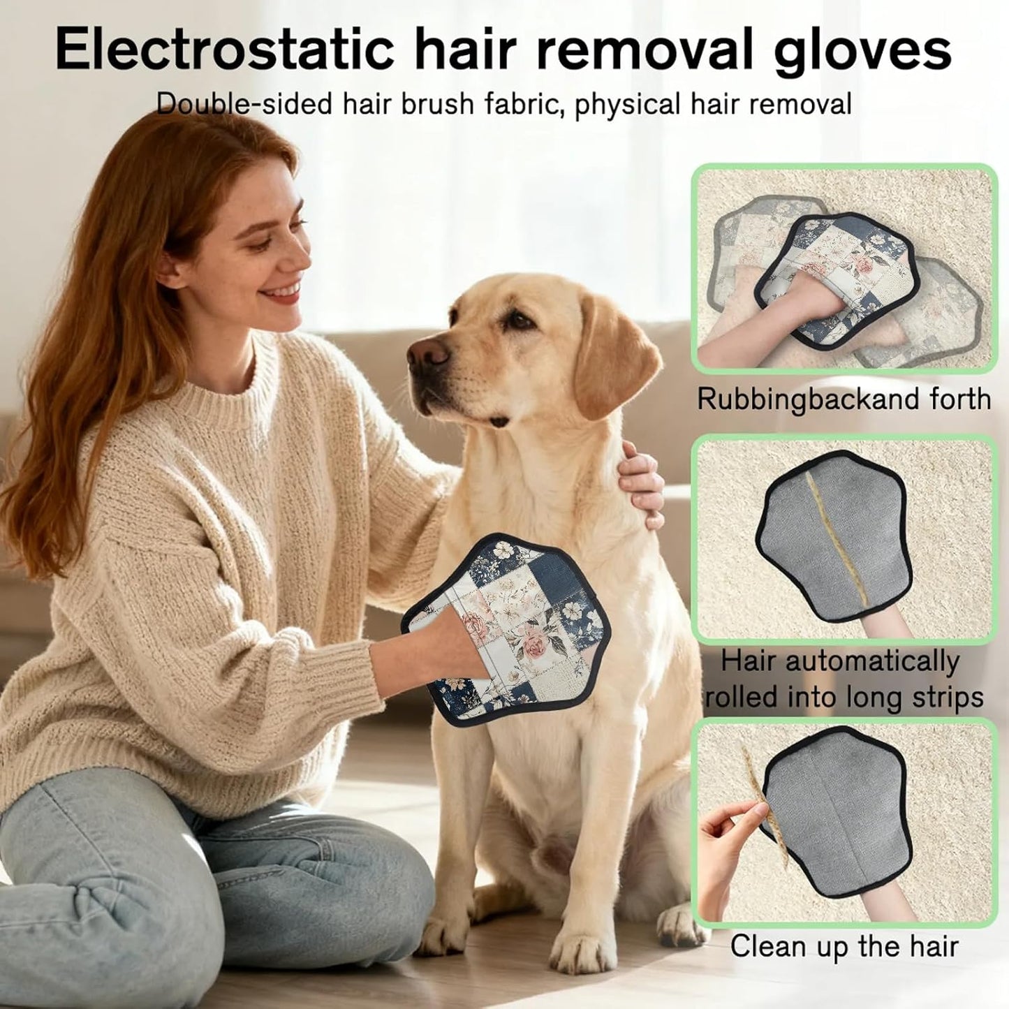 Pet Hair Removal Glove for Dogs Cats Reusable Washable Set