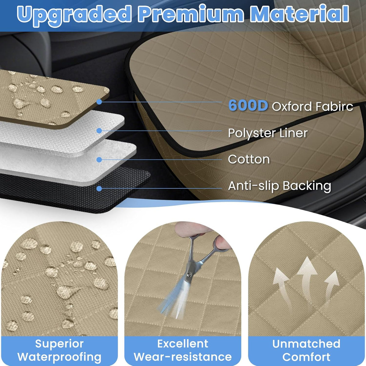 Dog Car Seat Covers, Waterproof Front Seat Cover for Dogs