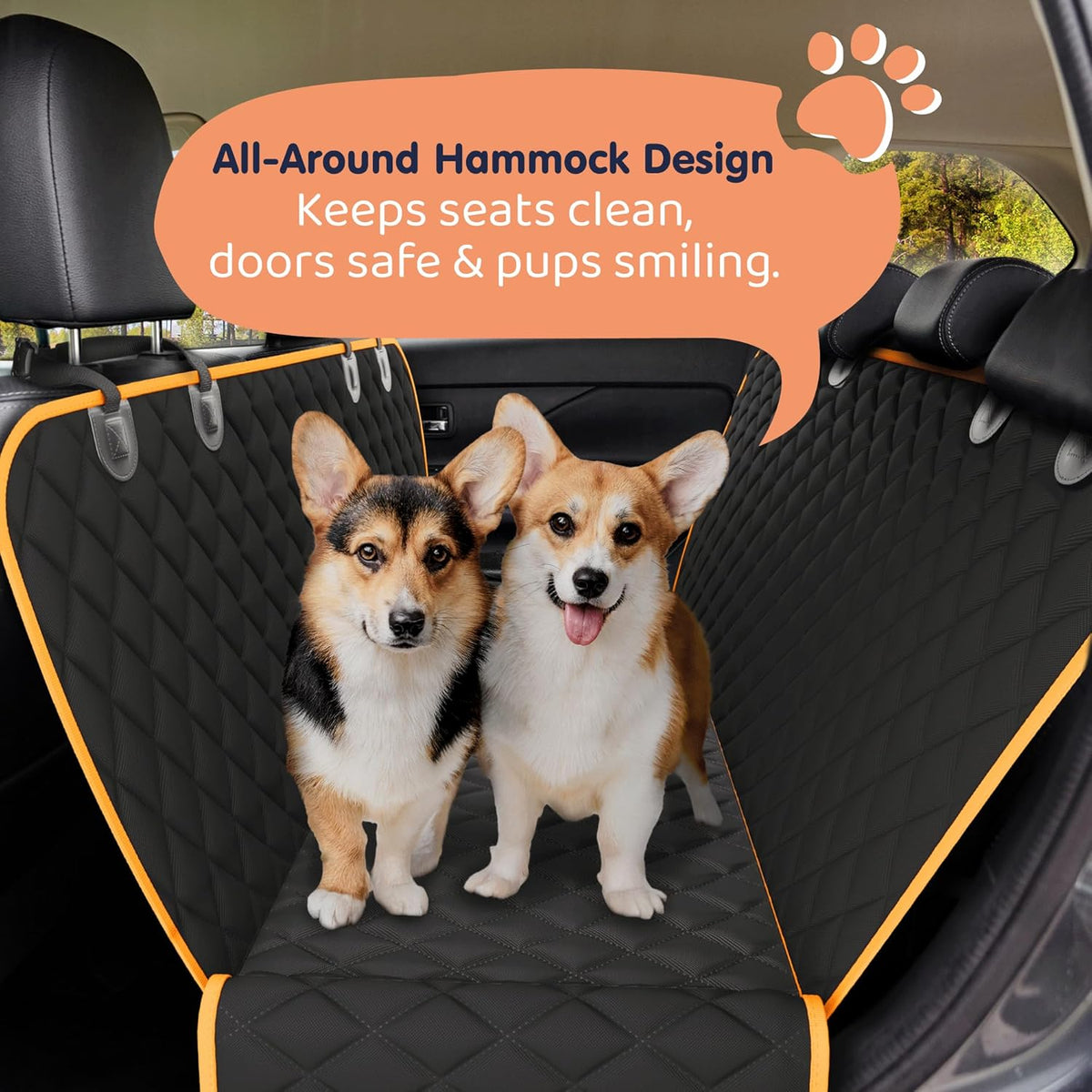 Dog Car Seat Cover for Back Seat, Waterproof Hammock for