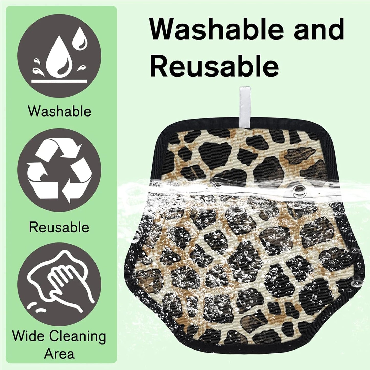 Leopard Cheetah Print 2Pcs Electrostatic Reusable Pet Hair
