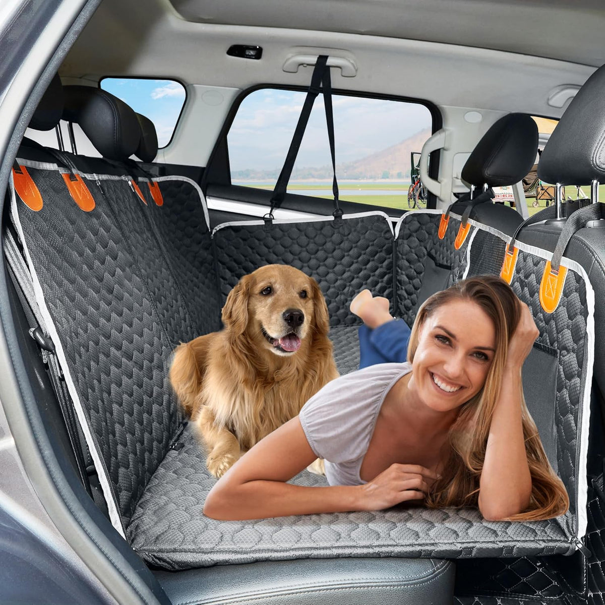 Back Seat Extender for Dog,Waterproof Hard Bottom Dog Car