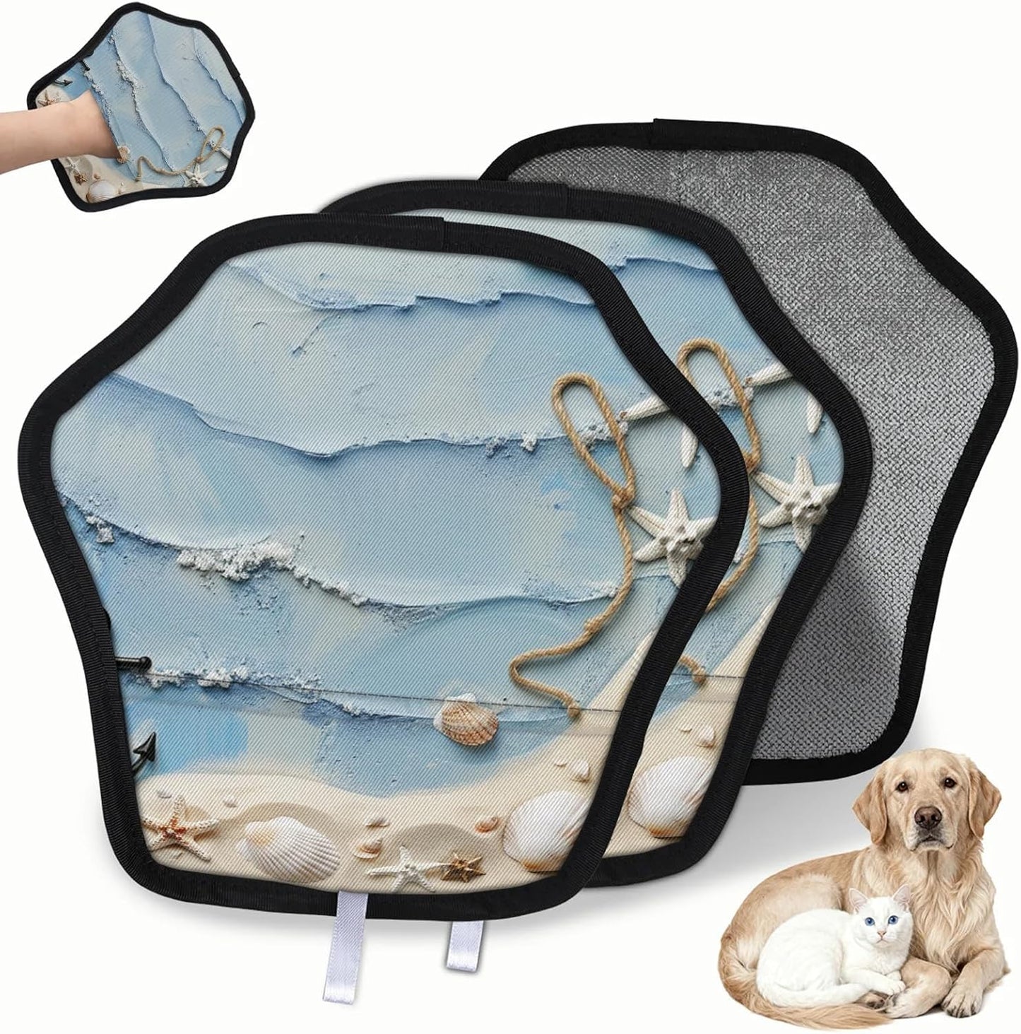Beach Ocean Seashell 2Pcs Electrostatic Reusable Pet Hair