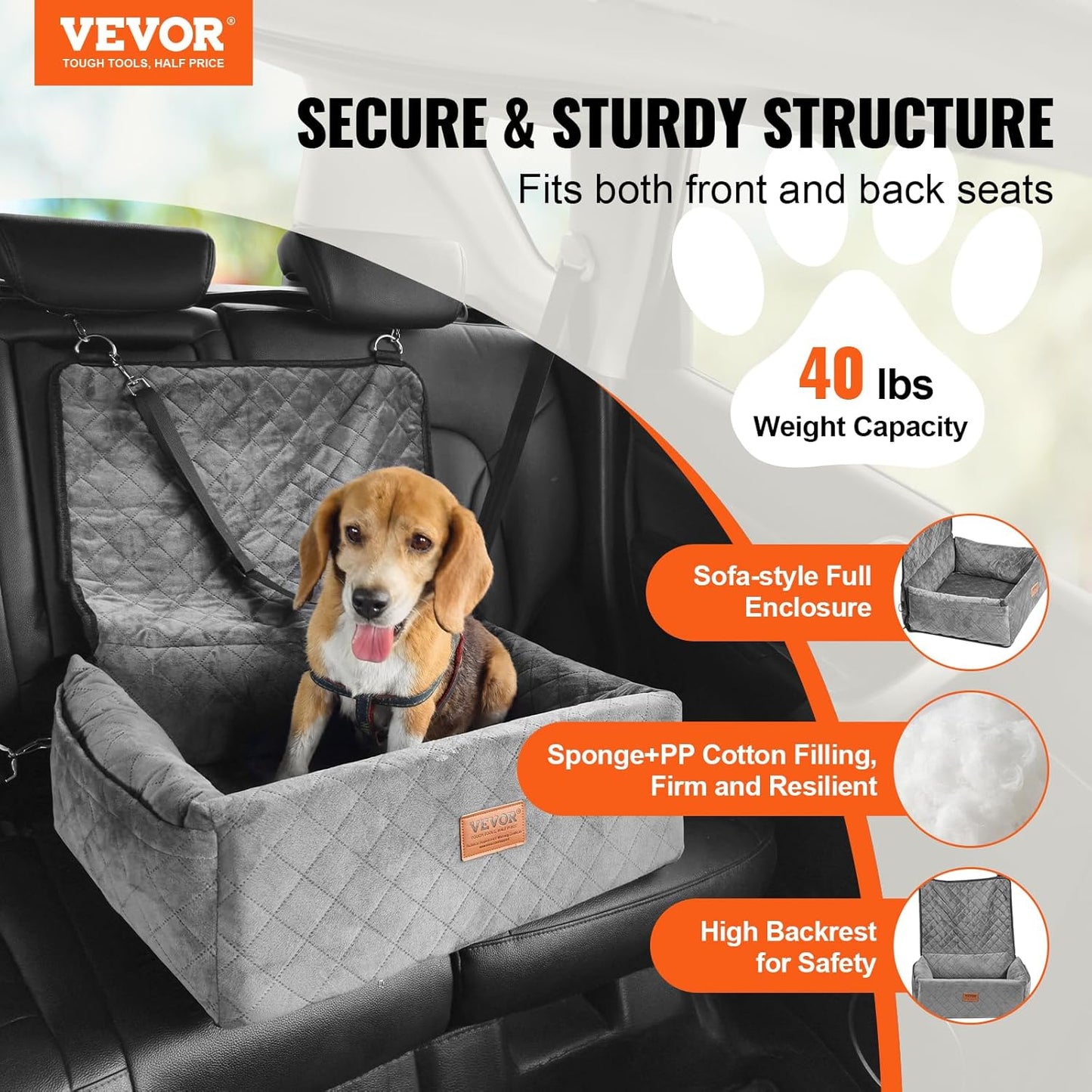 Dog Car Seat, Dog Booster Seat for Car with a Storage