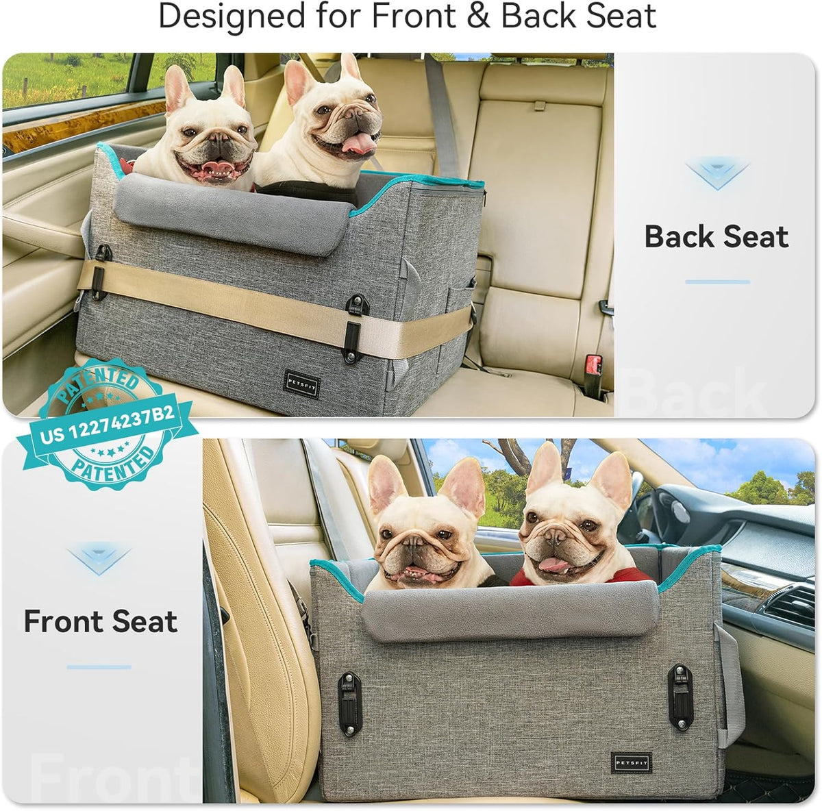 Dog Booster Car Seat for Small/Medium Dogs, Dog Car Seat