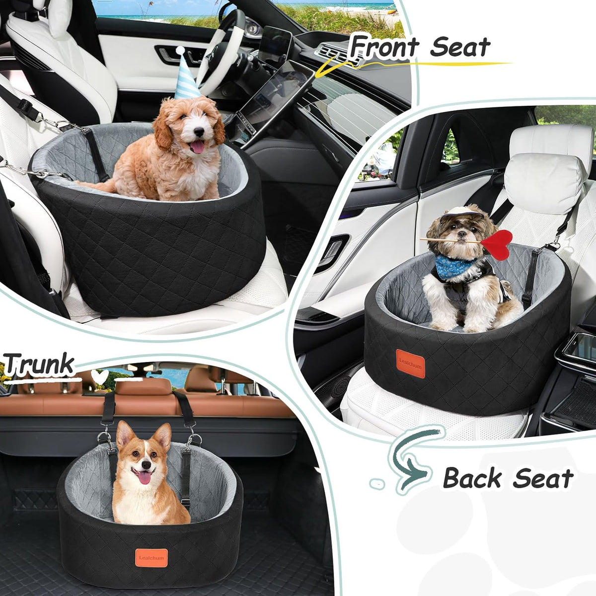 Dog Car Seat for Small Dogs Up to 30 Lbs,Ultra Soft Fabric