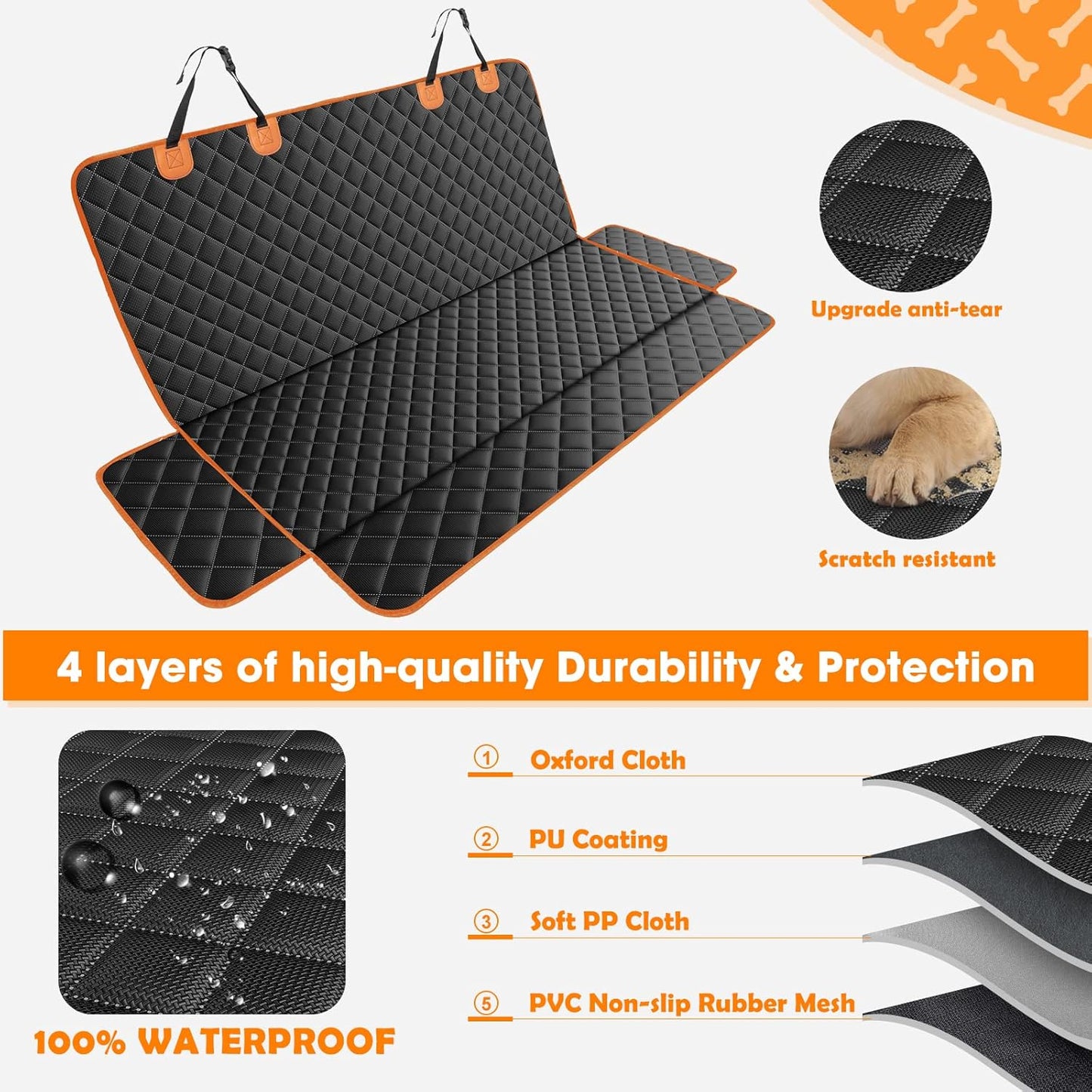 Dog Seat Cover for Back Seat Waterproof Dog Seat Covers for