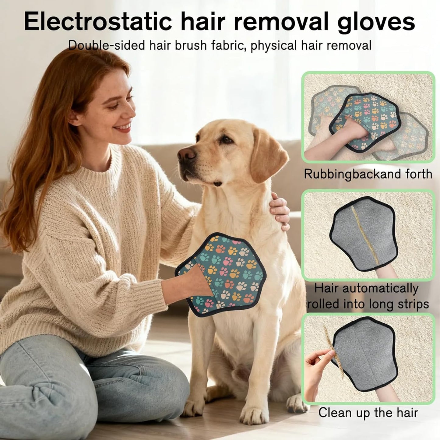 Dog Puppy Paws 2Pcs Electrostatic Reusable Pet Hair Removal