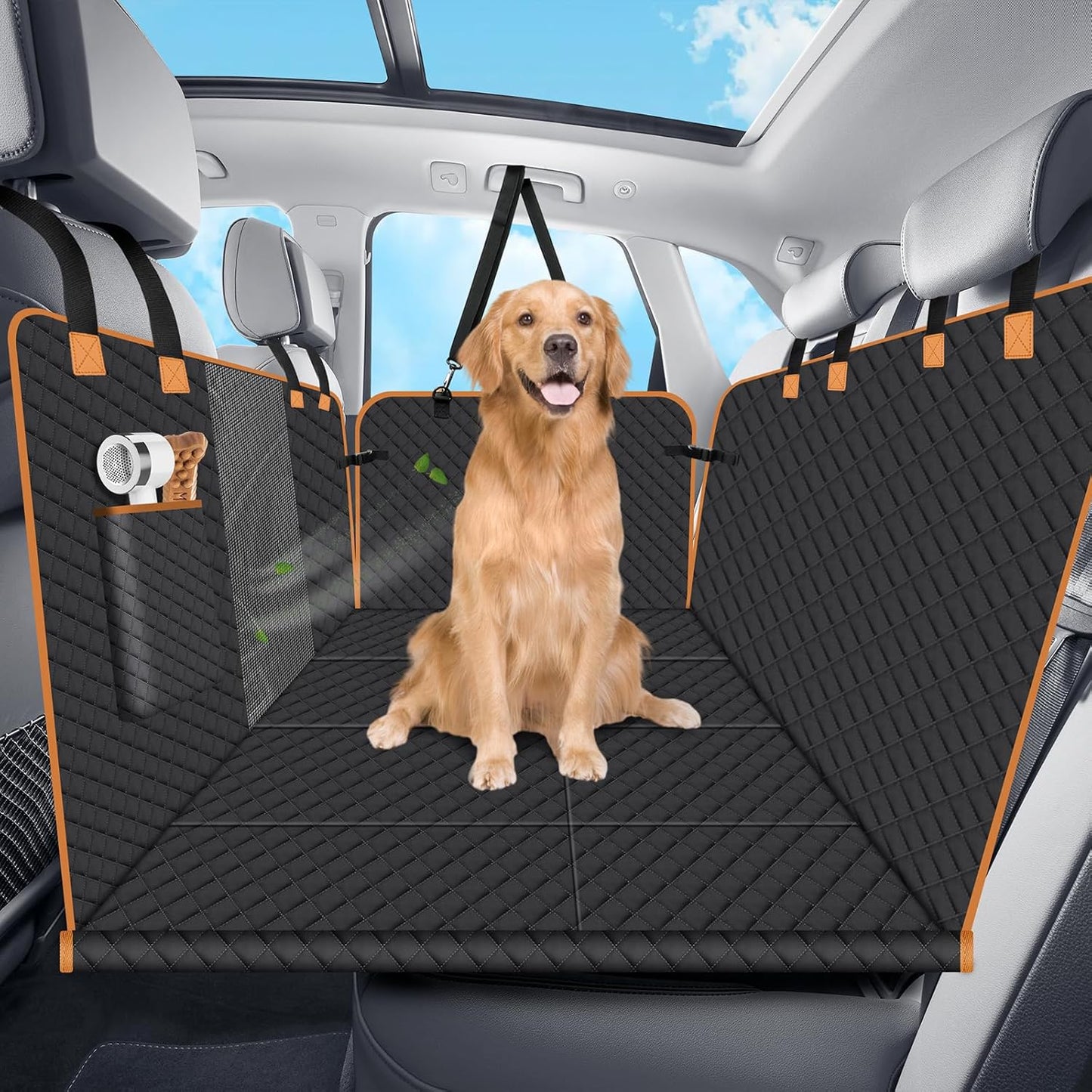 Dog Car Seat Cover for Back Seat, Hard Bottom Holds 420lbs