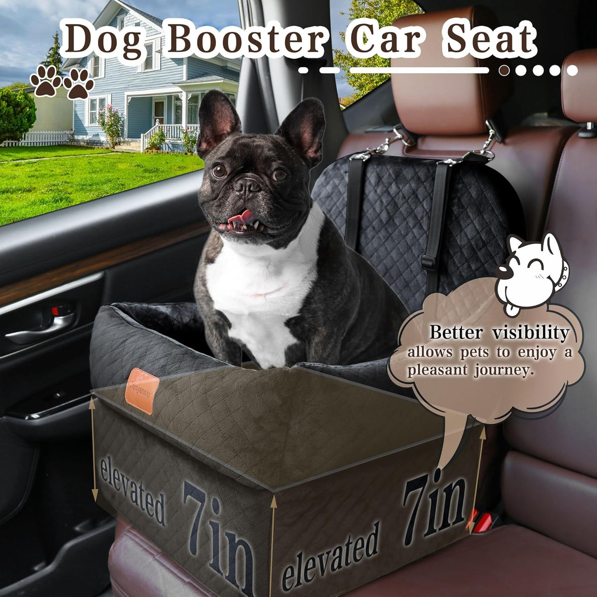 Dog Car Seat-Booster Car Seats with 7''Interior Height,Pet